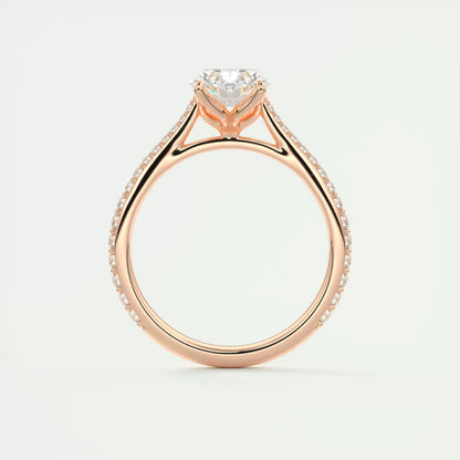 1.85 Ct Cathedral Royale Pavé Oval Floral Solitaire Ring