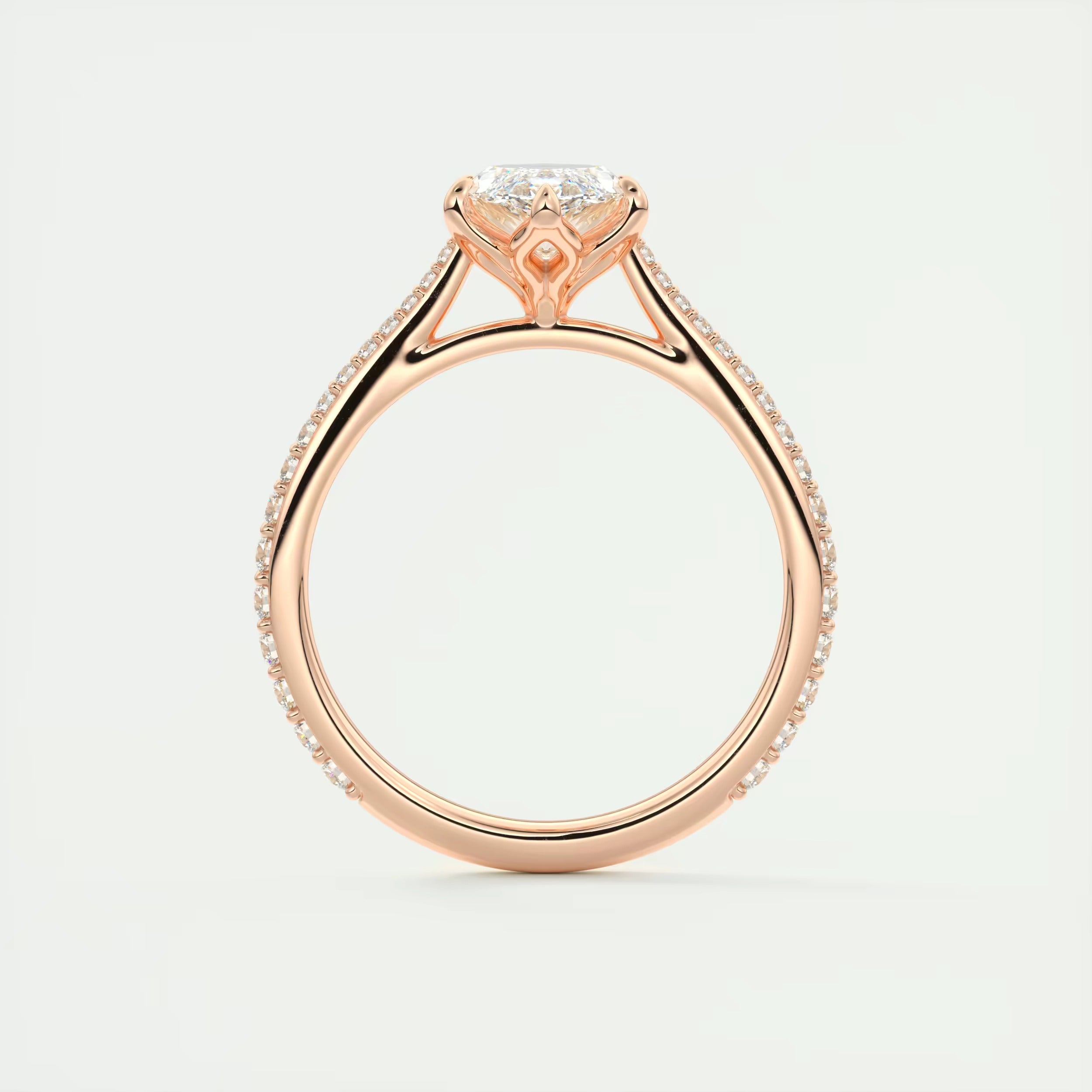 1.85 Ct Cathedral Royale Pavé Marquise Floral Flush Stacking Pave Cathedral six prong Ring