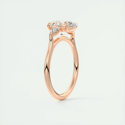 2.50 Ct Breezy Pears Oval Solitaire Side Stone Rings