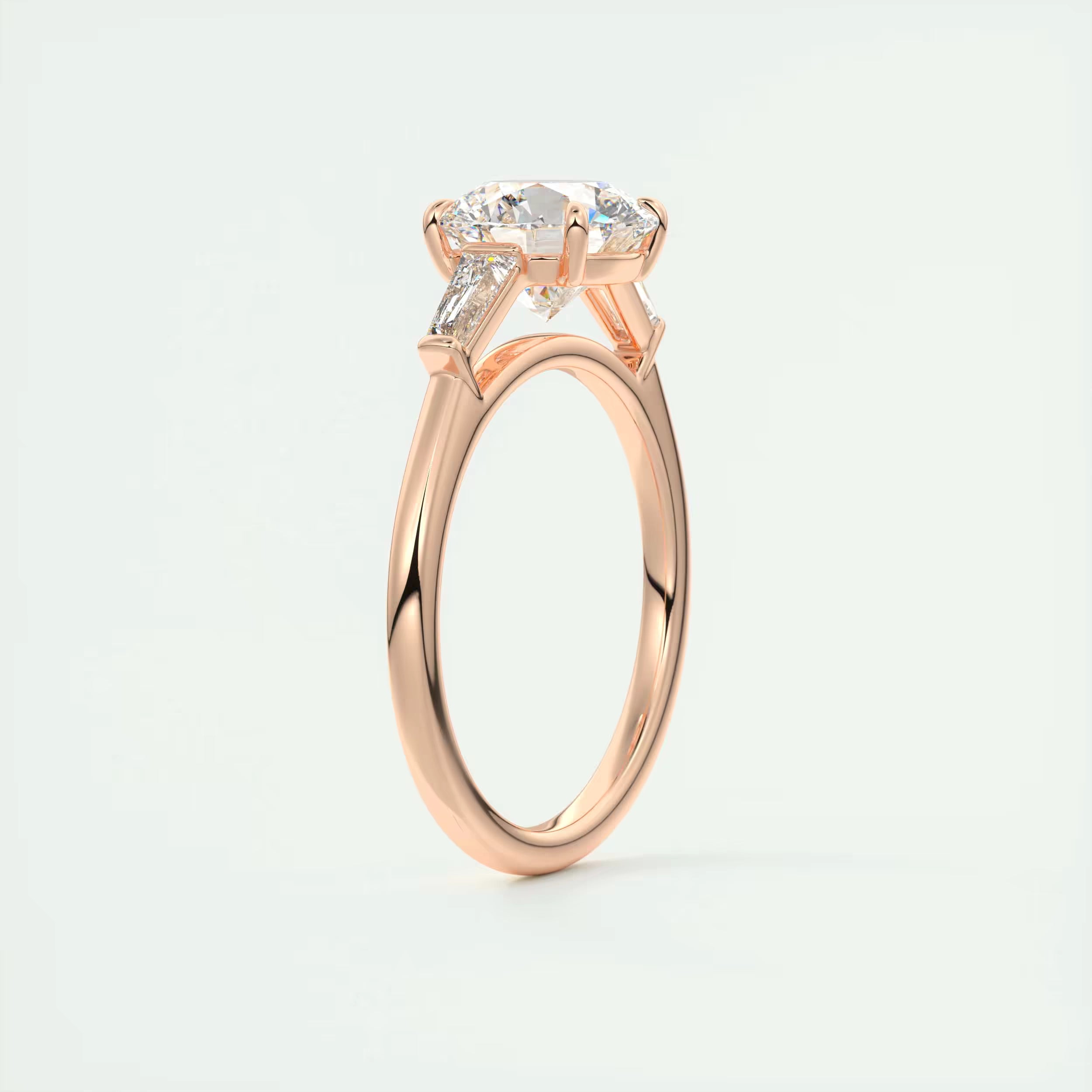 2.50 Ct  Round Tapered Baguettes Diamond Solitaire Ring Engagement Ring