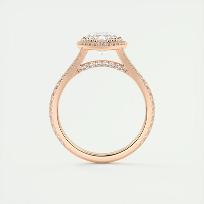2.70 Ct The French Halo Pear Cut Diamond with Miniature Prongs Ring