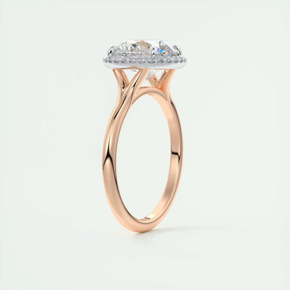2.15 Ct The Breezy Halo Round Center with French Set Halo Ring