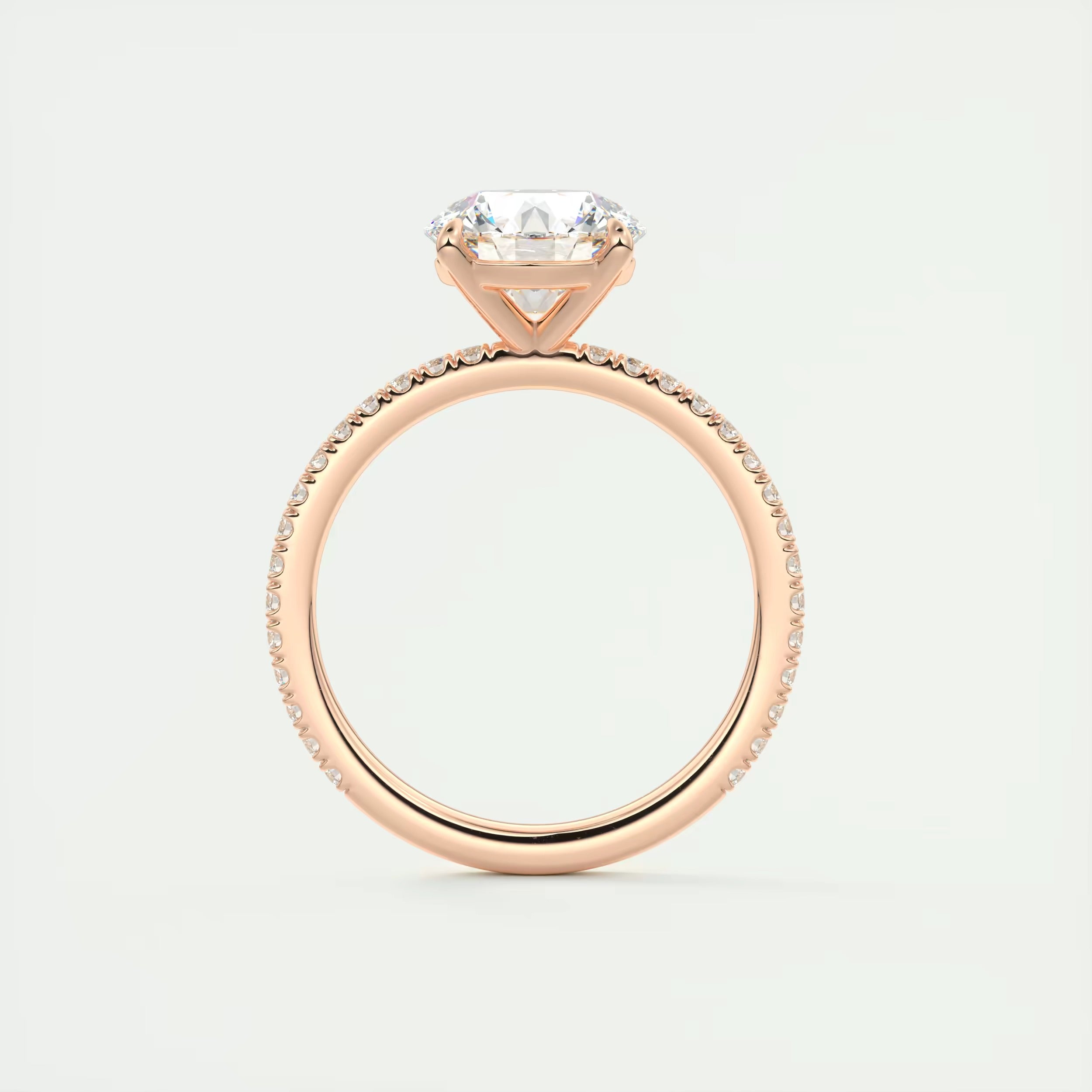 2.25 Ct Harper Classic Pavé Round Solitaire Pavé Setting Rings