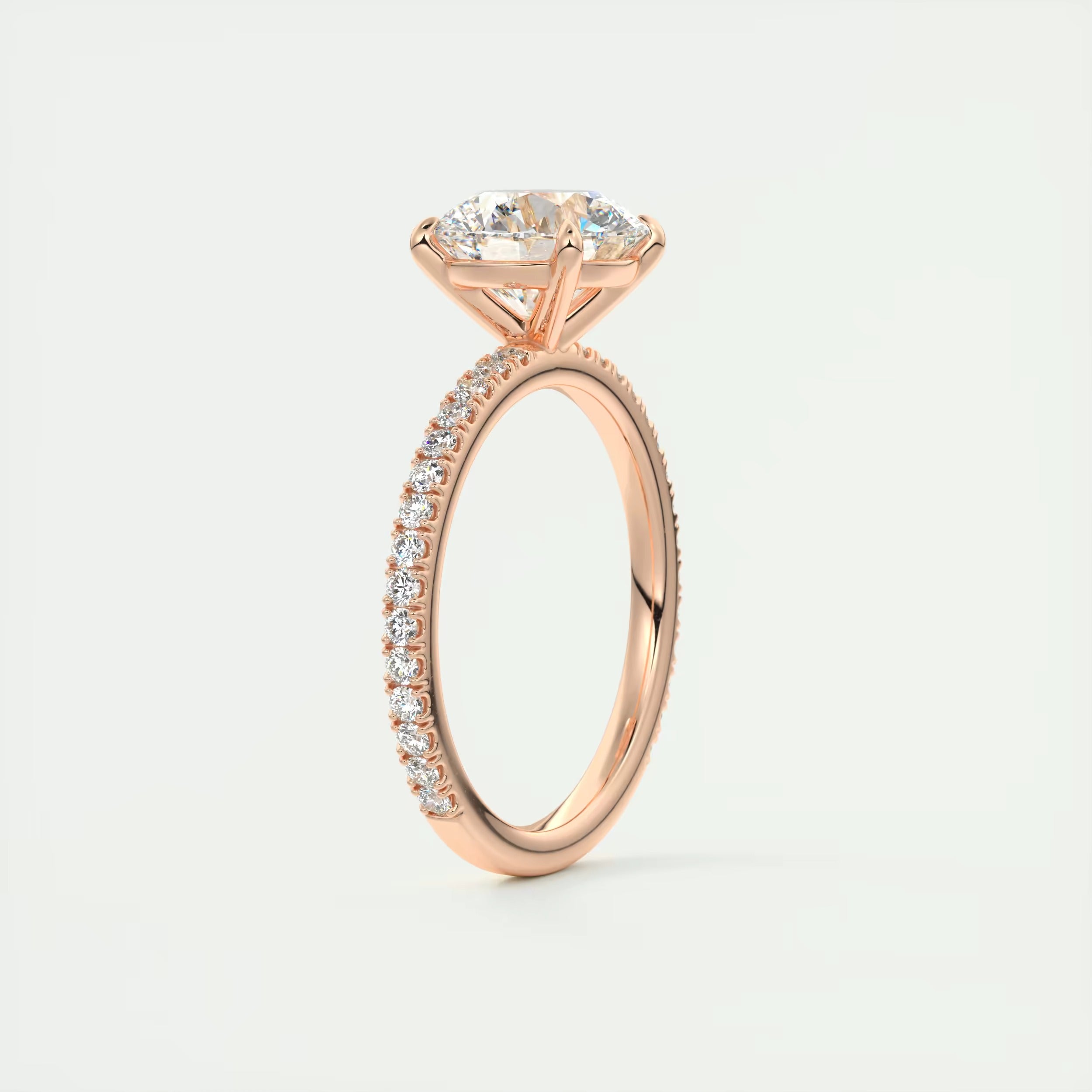 2.30 Ct Harper Classic Pavé Round Solitaire Pave Setting Rings