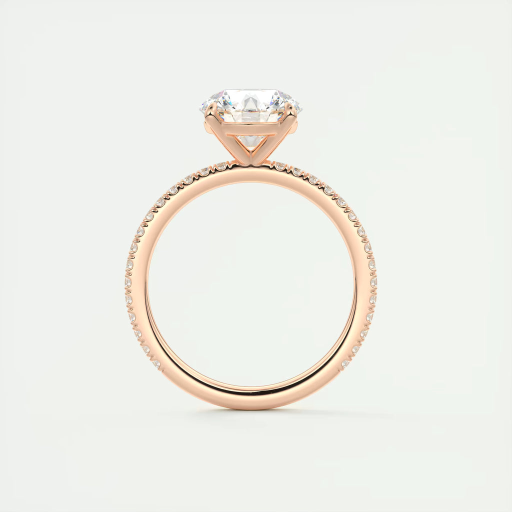 2.50 Ct Round Solitaire Ring with 3/4 French Set Pave Engagement Rings