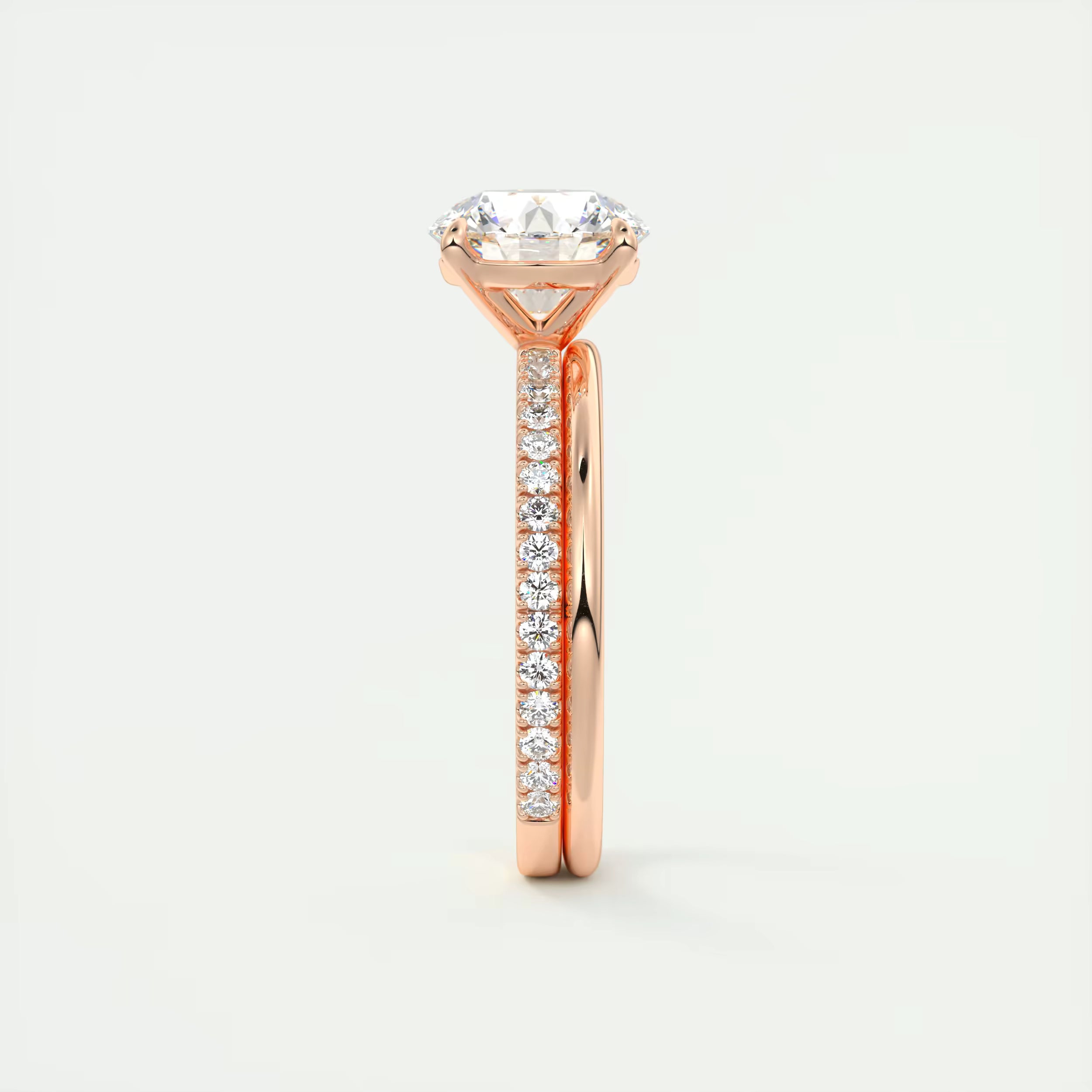 2.50 Ct Round Solitaire Ring with 3/4 French Set Pave Engagement Rings