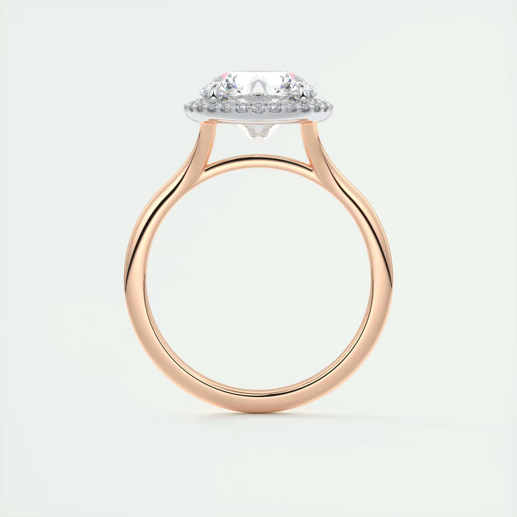 2.15 Ct The Breezy Halo Round Center with French Set Halo Rings