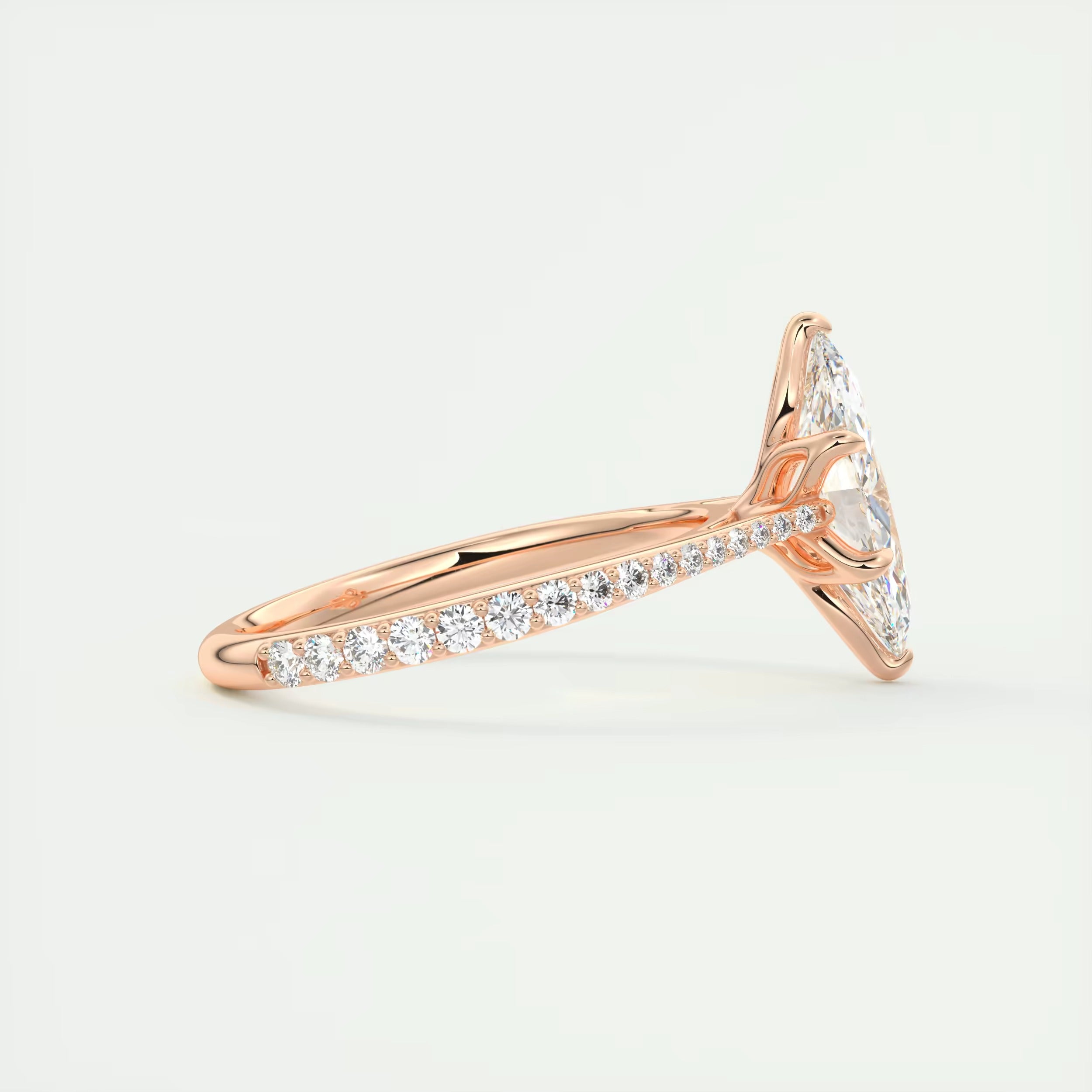 1.85 Ct Cathedral Royale Pavé Marquise Floral Flush Stacking Pave Cathedral six prong Ring