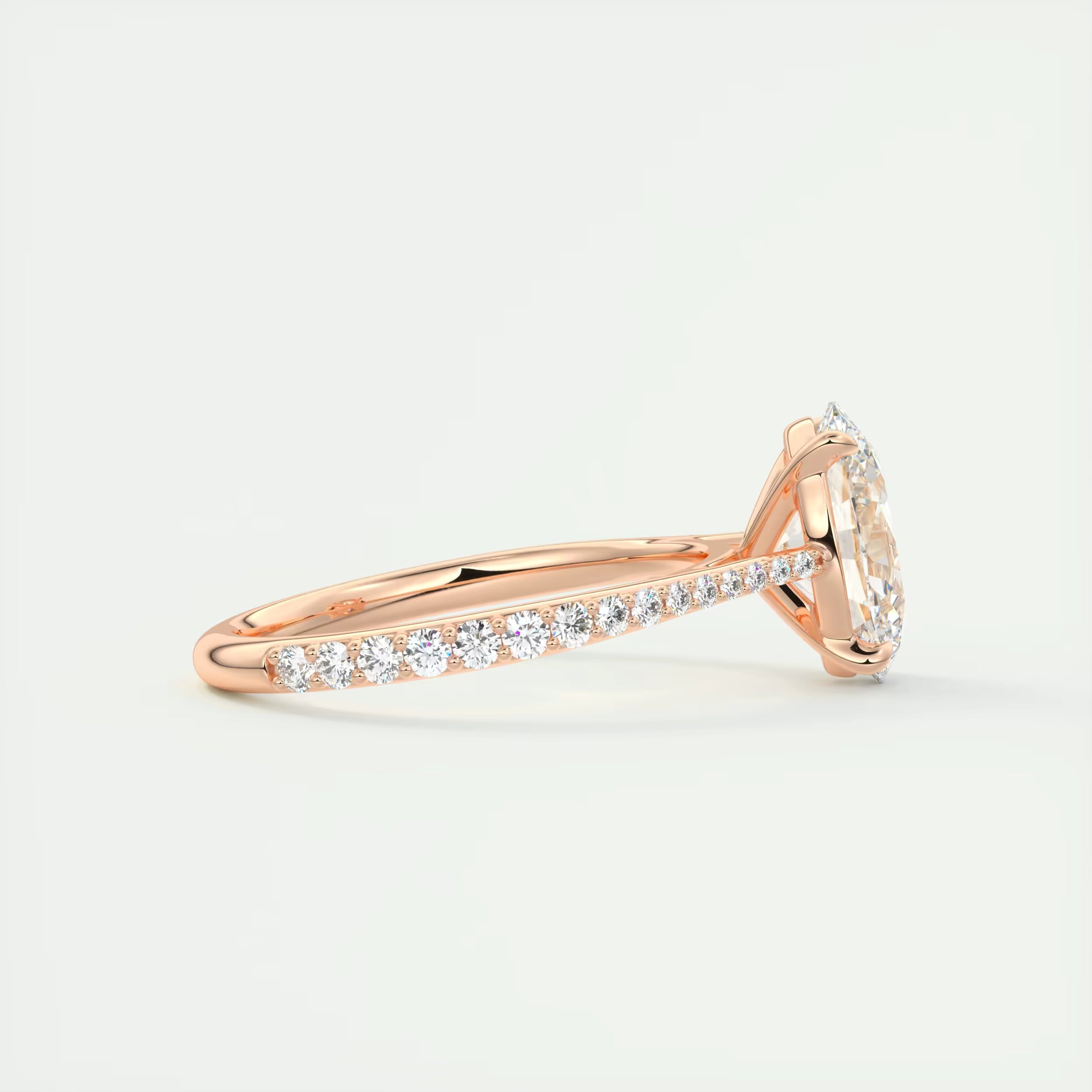 2.30 Ct The Cathedral Pavé Oval Solitaire Cathedral Pavé Setting Ring