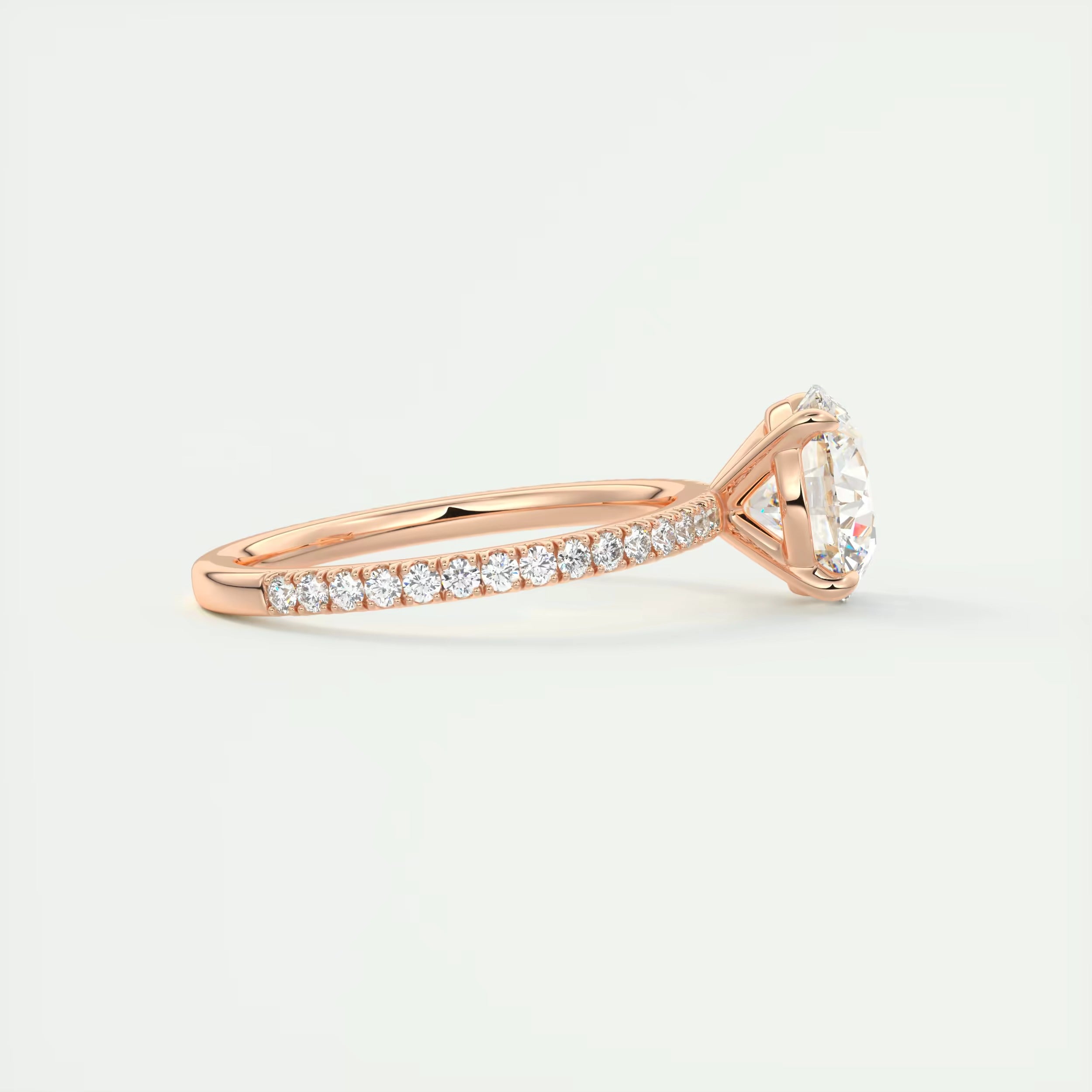 2.30 Ct Harper Classic Pavé Round Solitaire Pave Setting Rings