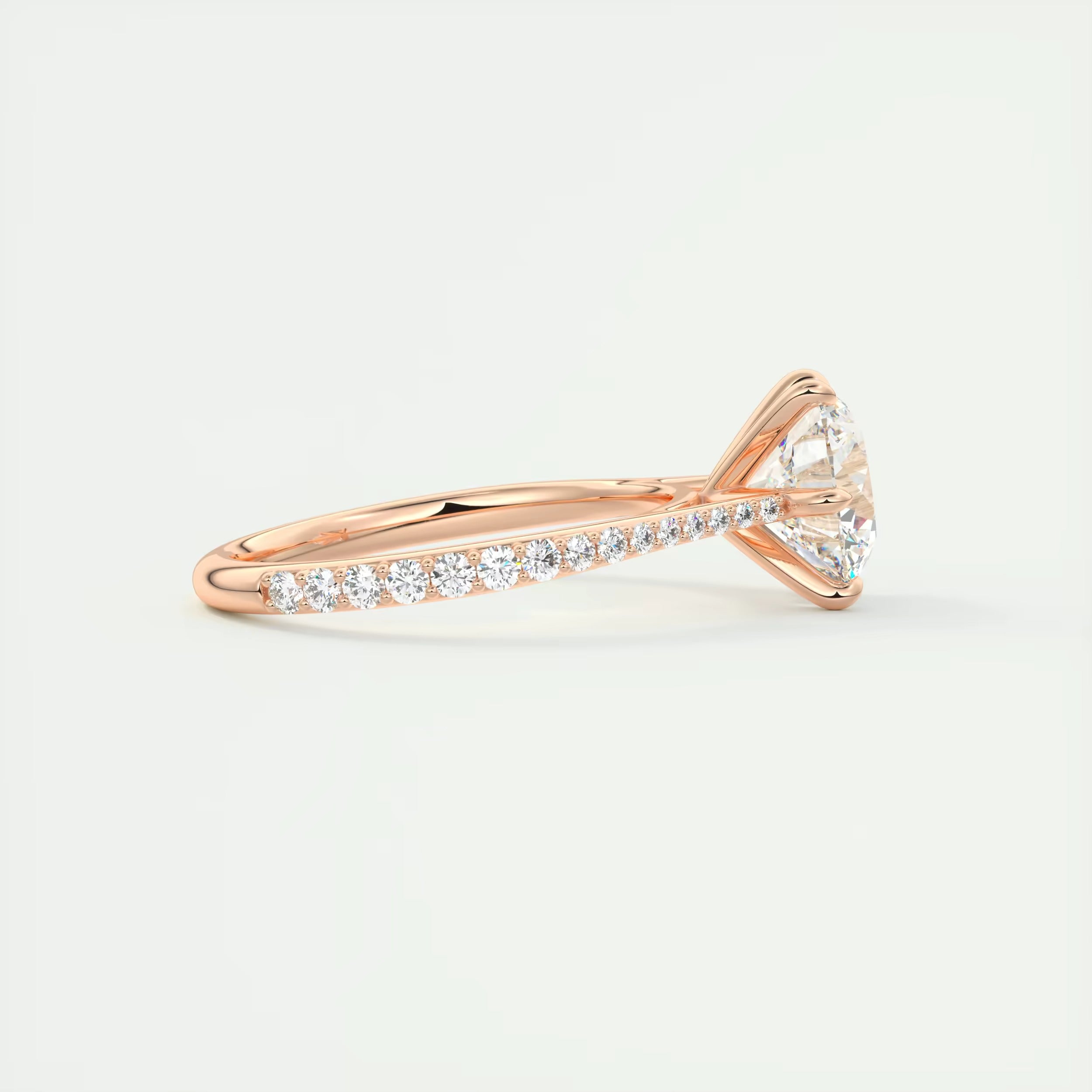 2.30 Ct The Six Point Cathedral Pavé Round Solitaire Rings