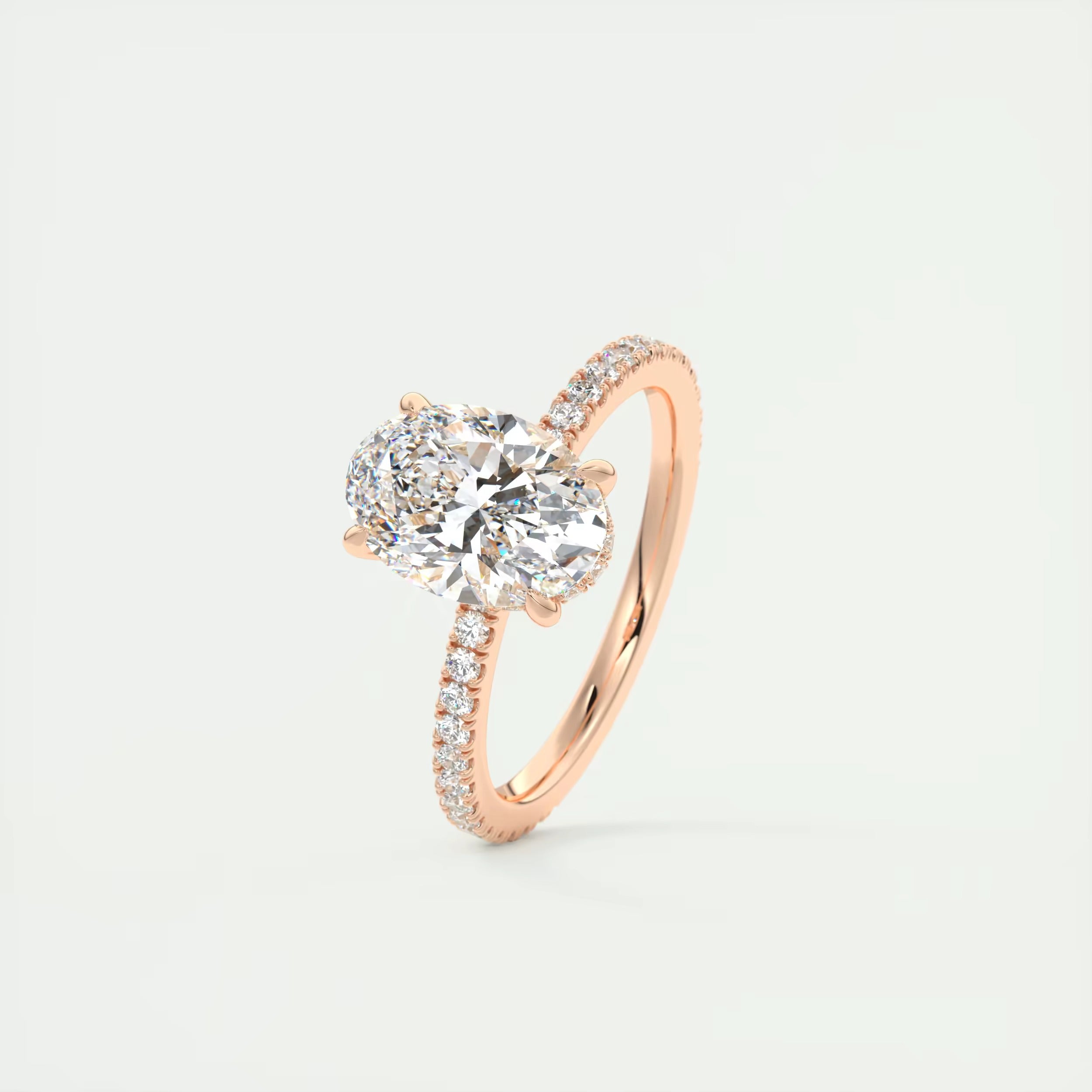 2.30 Ct The Harper Deluxe  Oval Hidden Halo Pave Setting Ring