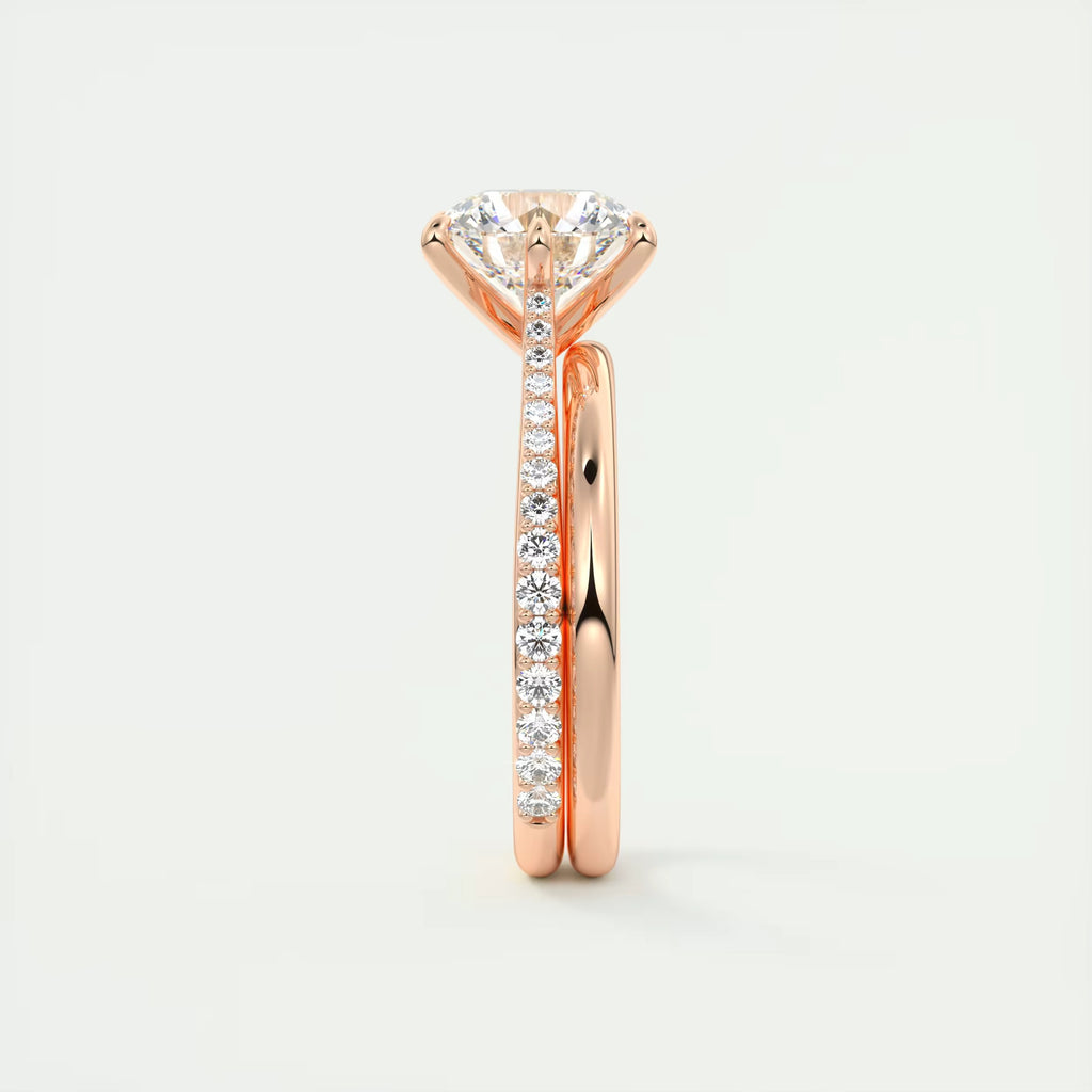 2.30 Ct The Six Point Cathedral Pavé Round Solitaire Rings