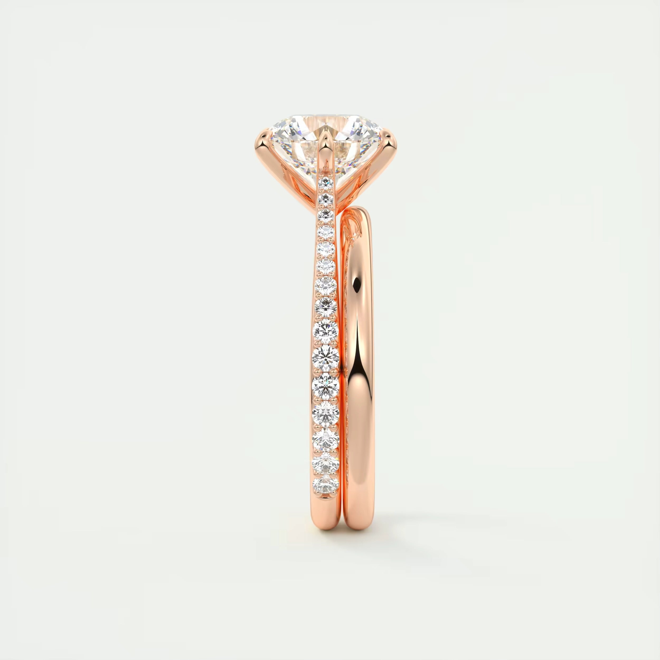 2.30 Ct The Six Point Cathedral Pavé Round Solitaire Rings