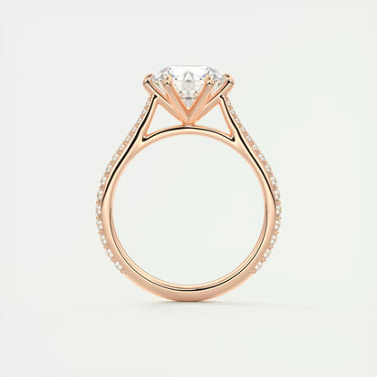 2.30 Ct The Six Point Cathedral Pavé Round Solitaire Ring