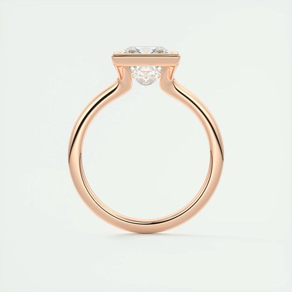 2.00 Ct The Center Stone Princess - Flush Stacking Half Bezel Solitaire Engagement Rings