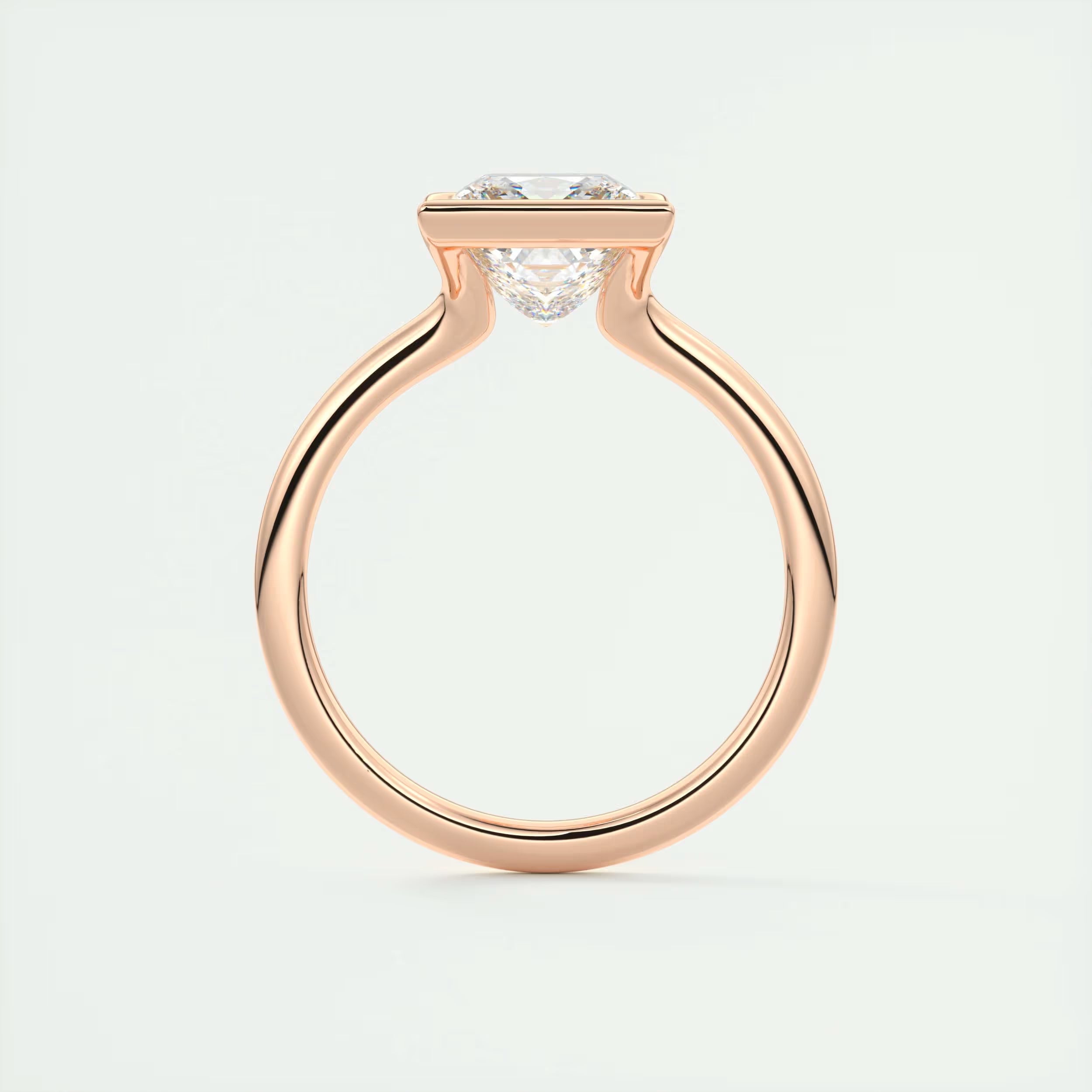 2.00 Ct The Center Stone Princess - Flush Stacking Half Bezel Solitaire Engagement Rings