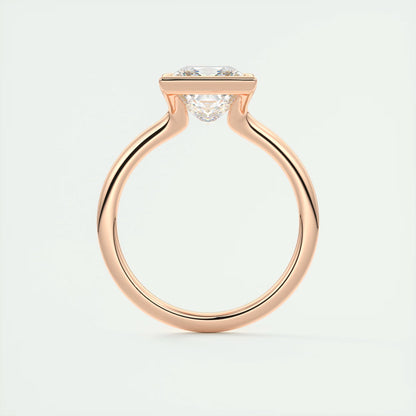 2.00 Ct The Clutch Princess - Flush Stacking Half Bezel Solitaire Engagement Rings