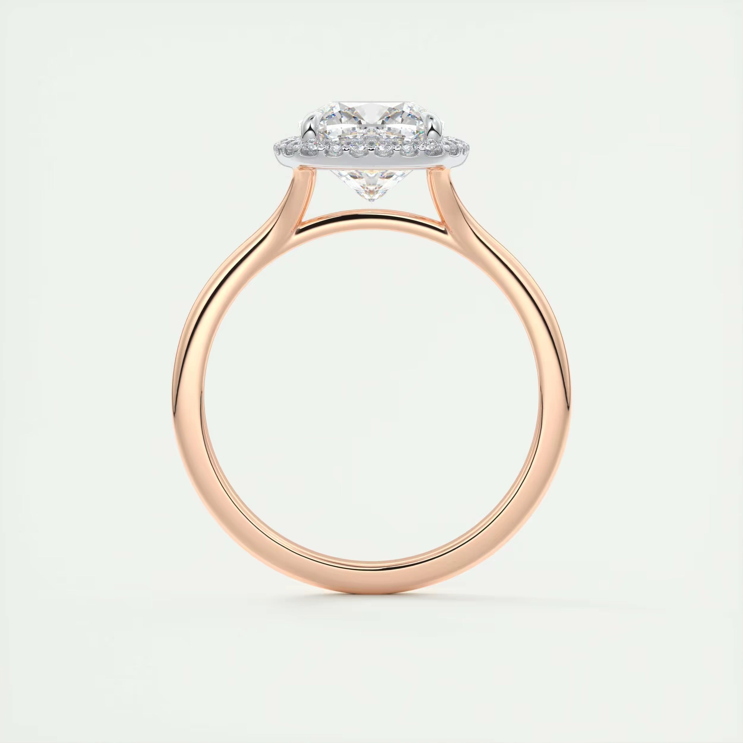 2.10 Ct The Breezy Halo Center Stone Cushion with French Set Halo Ring