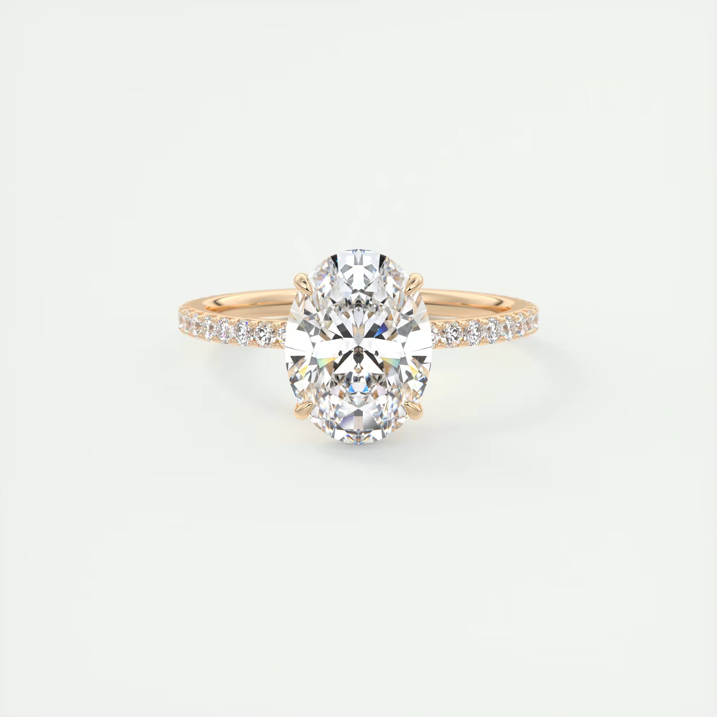 2.25 Ct Harper Pavé Oval  Center with 1.5mm French Set Pavé Ring