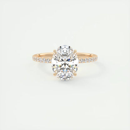 2.25 Ct Harper Pavé Oval  Center with 1.5mm French Set Pavé Ring
