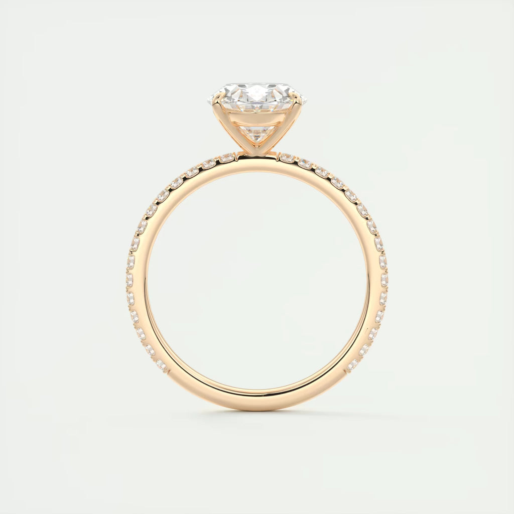 2.25 Ct Harper Pavé Oval  Center with 1.5mm French Set Pavé Ring