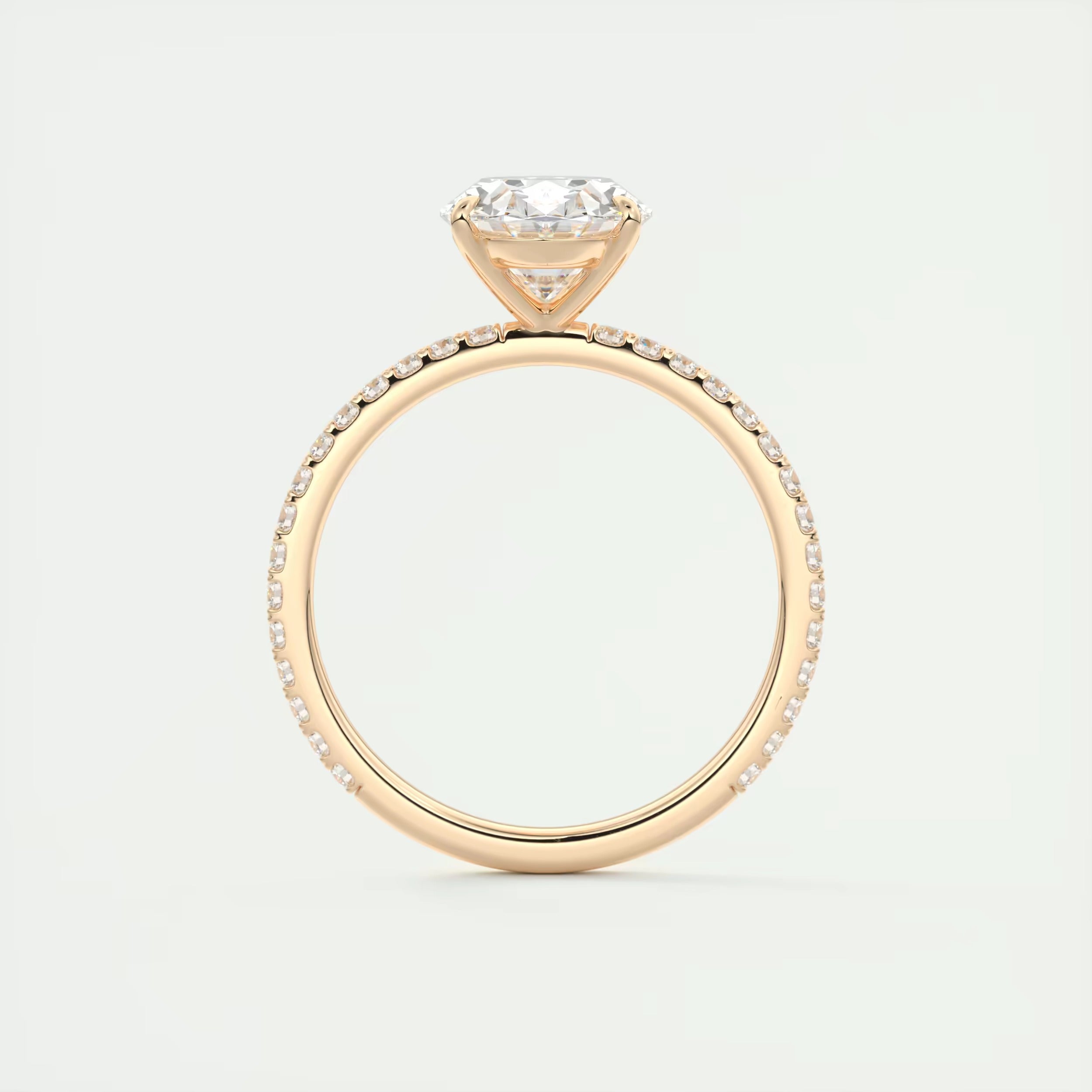 2.25 Ct Harper Pavé Oval  Center with 1.5mm French Set Pavé Ring