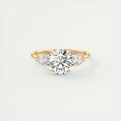 6-7 GM Round Solitaire Ring Side Stone Three Stone Diamond Engagement Rings