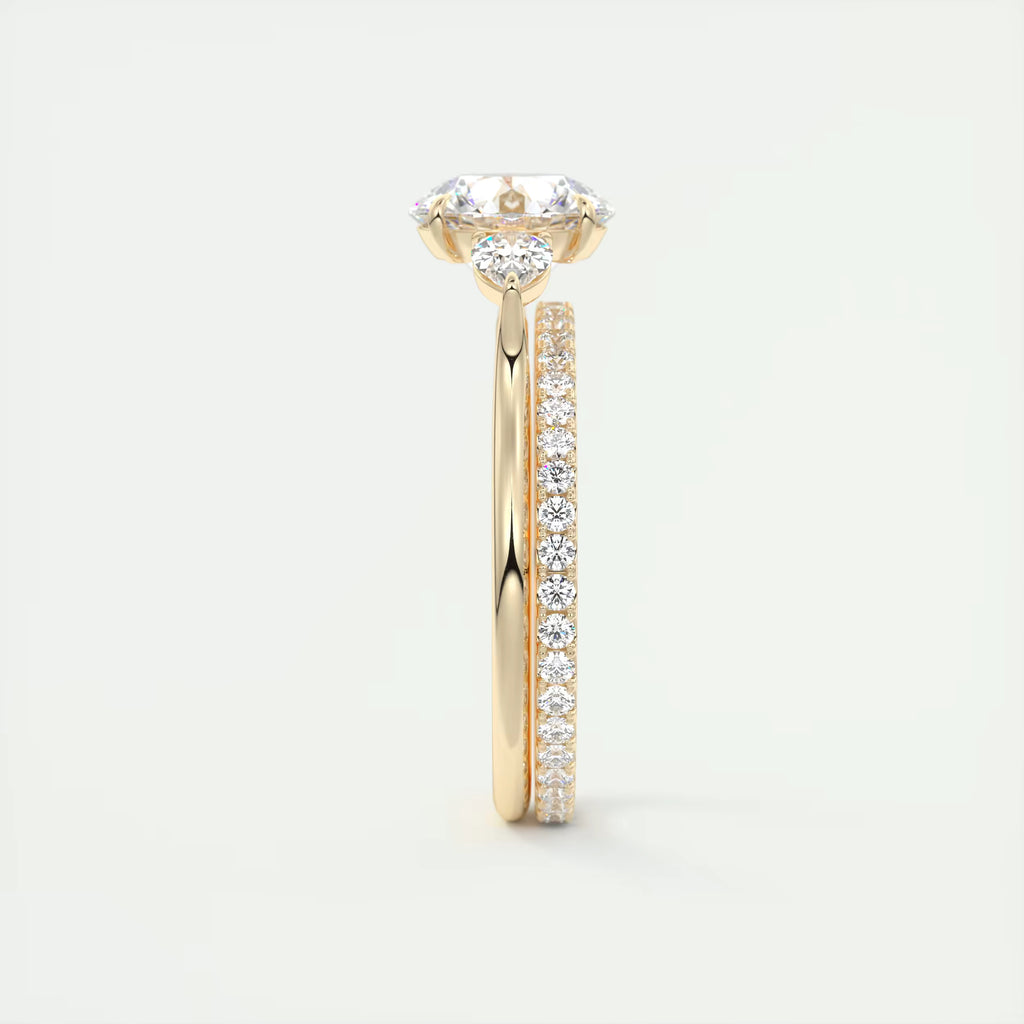 2.80 Ct Round Solitaire Ring Side Stone Three Stone Diamond Engagement Rings