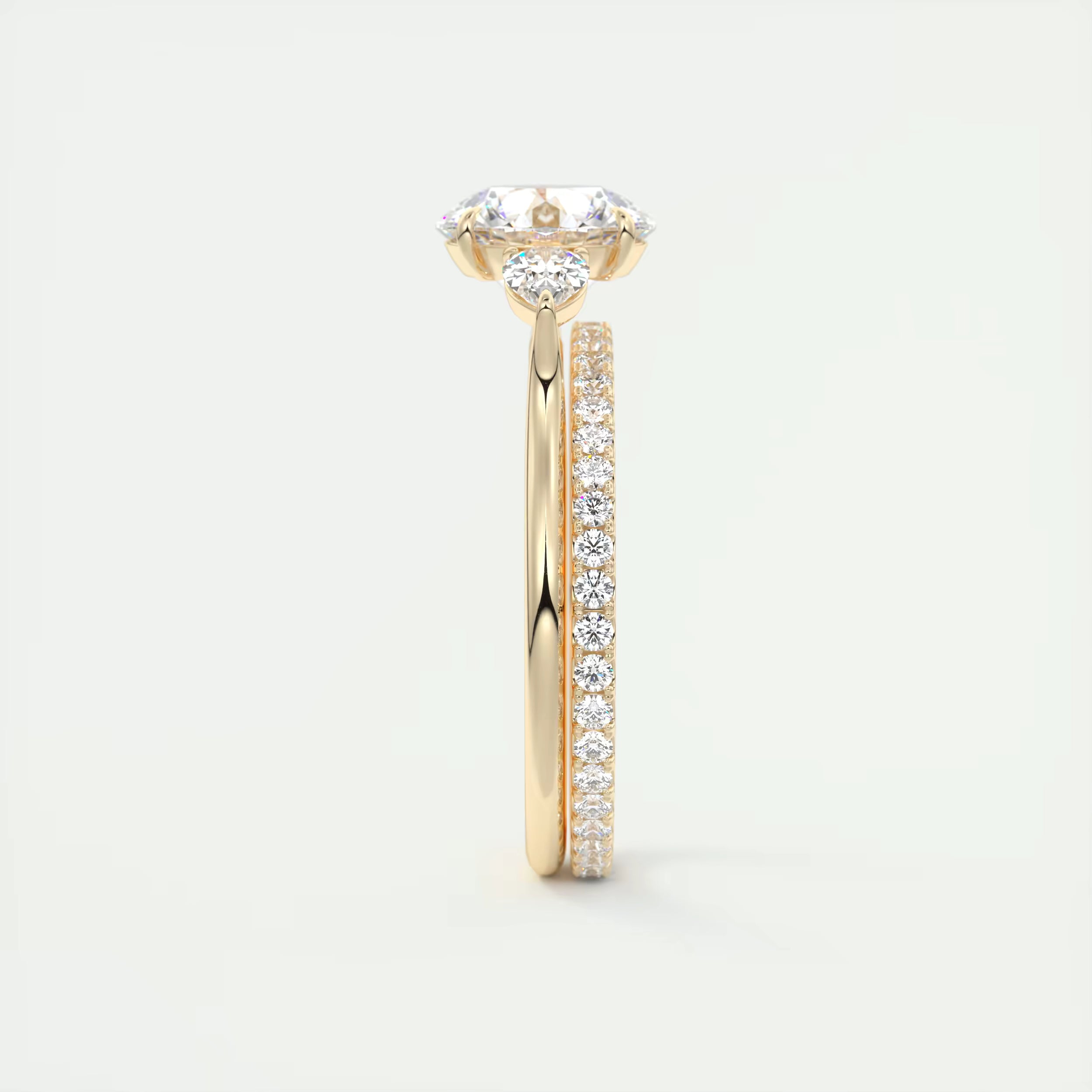 2.80 Ct Round Solitaire Ring Side Stone Three Stone Diamond Engagement Rings