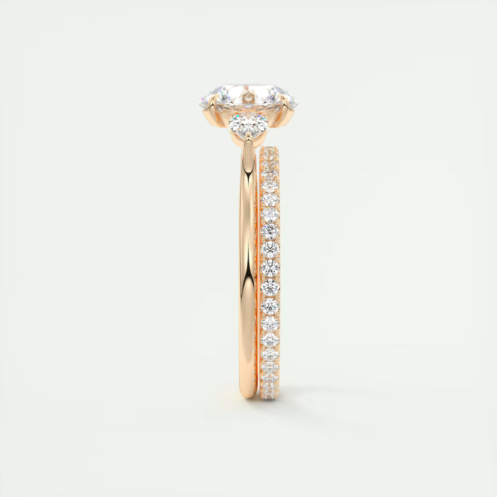 2.80 Ct Round Solitaire Ring Side Stone Three Stone Diamond Engagement Rings