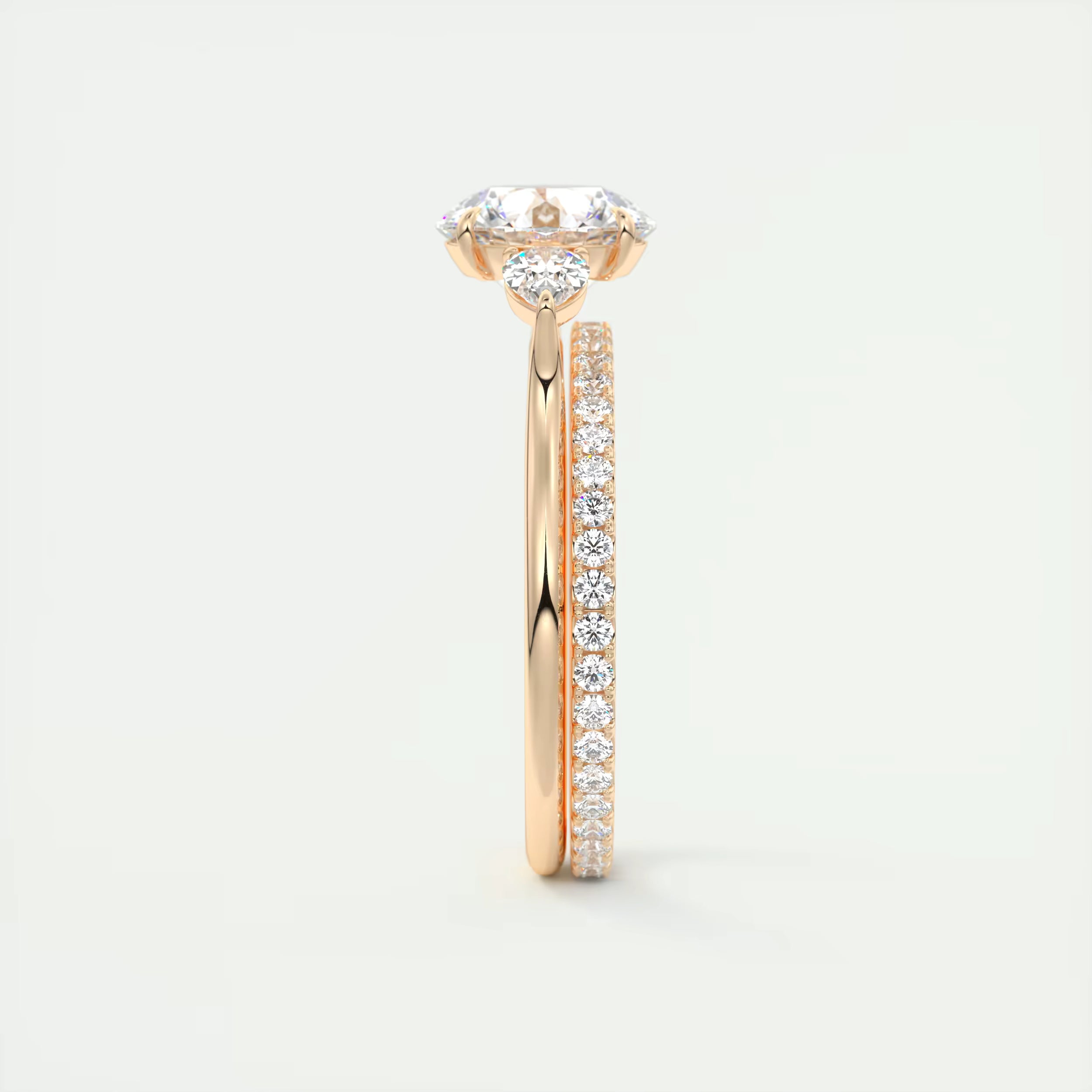 2.80 Ct Round Solitaire Ring Side Stone Three Stone Diamond Engagement Rings