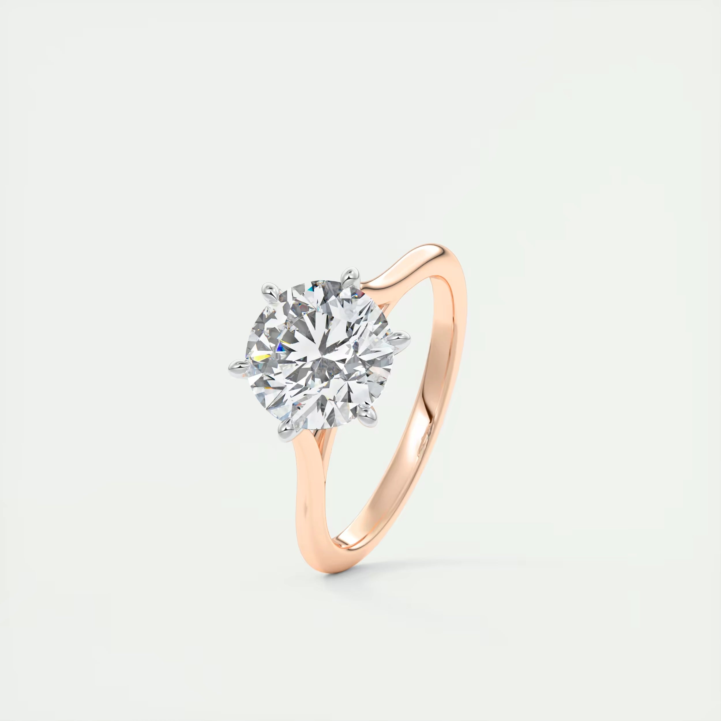 2.00 Ct The Six Point Cathedral Two Tone Round Gold Cathedral Solitaire with Prongs Engagement Rings