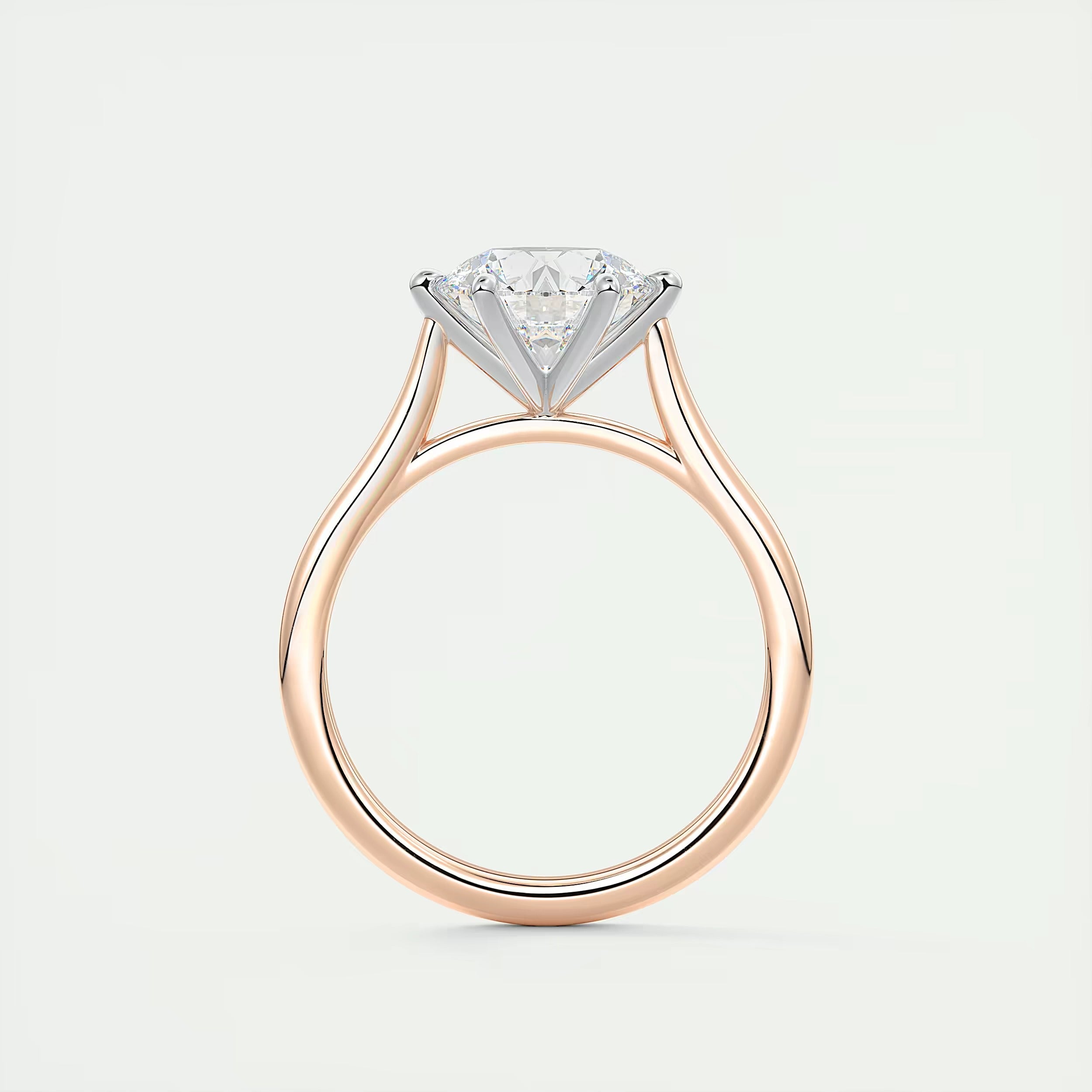 2.00 Ct The Six Point Cathedral Two Tone Round Gold Cathedral Solitaire with Prongs Engagement Rings