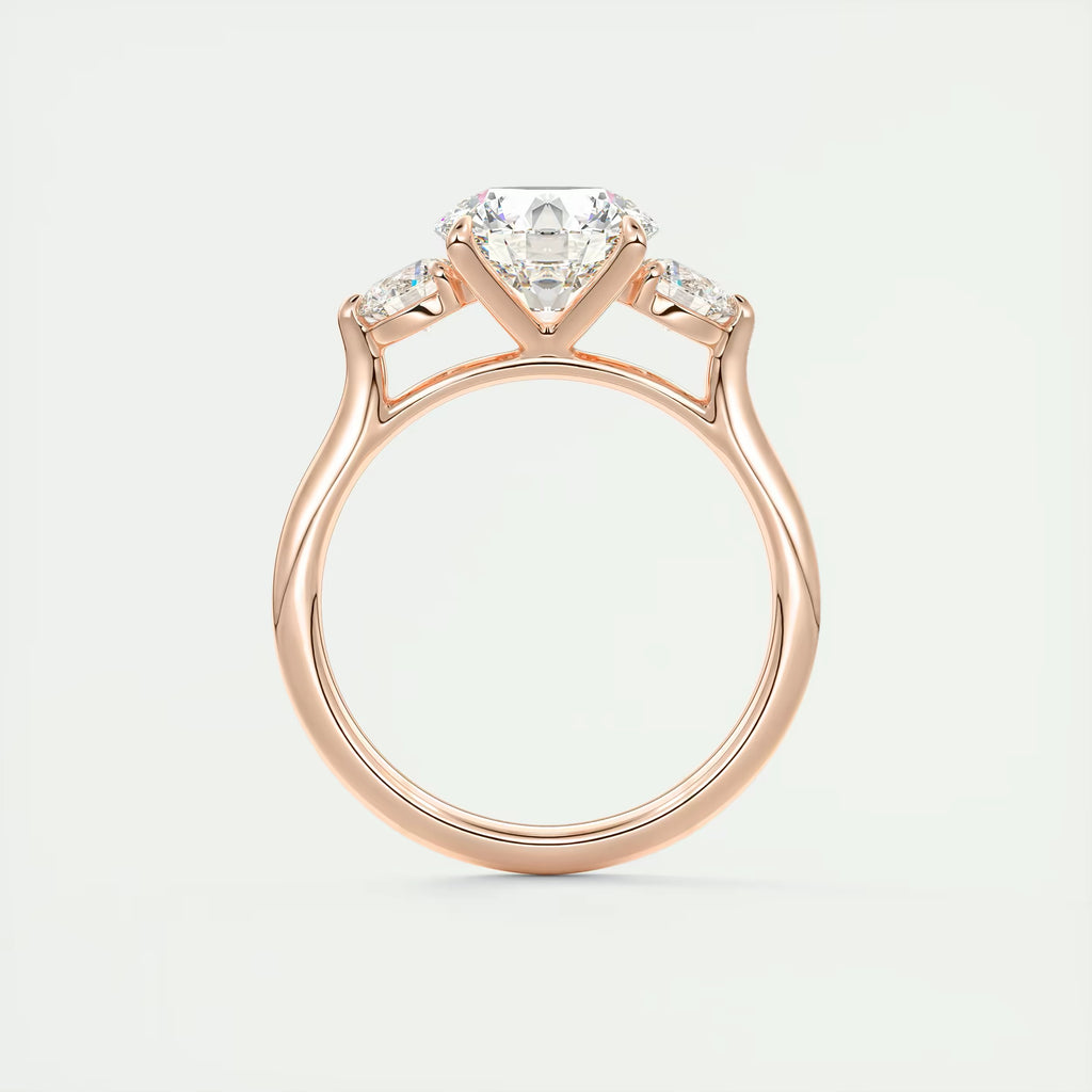 2.50 Ct The Cathedral Center Stone Round & Side Stone Round Engagement Rings