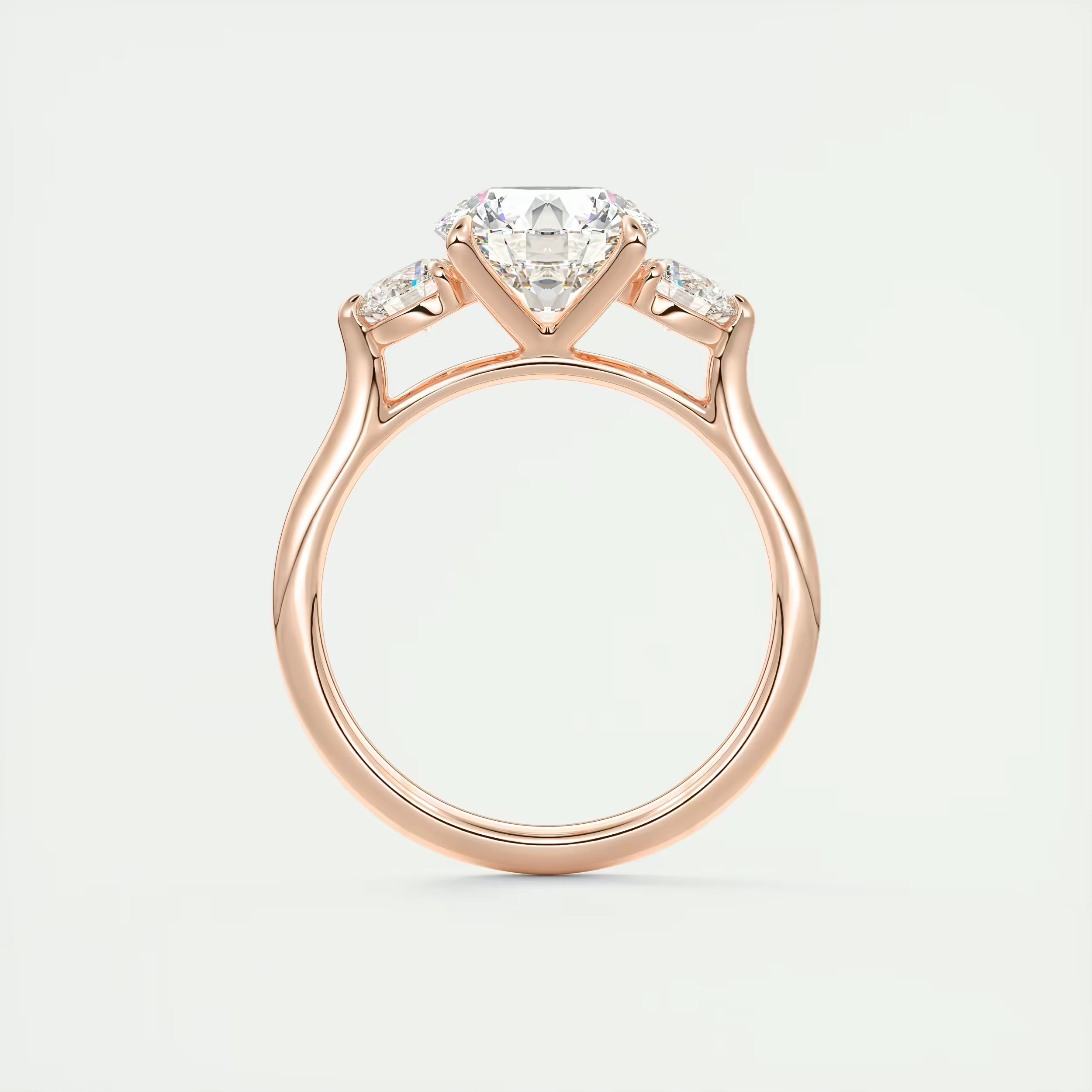 2.50 Ct The Cathedral Center Stone Round & Side Stone Round Engagement Rings