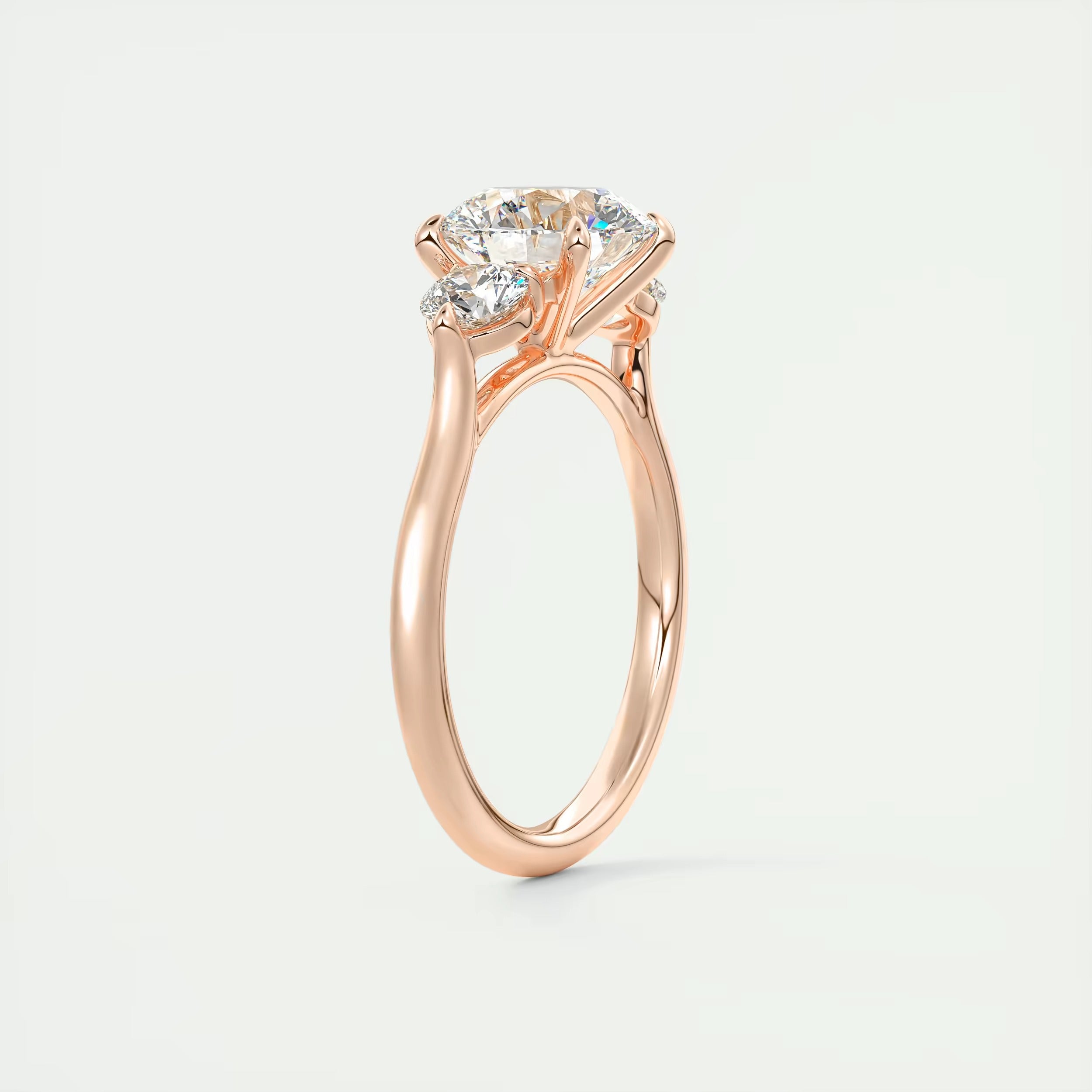 2.50 Ct The Cathedral Center Stone Round & Side Stone Round Engagement Rings