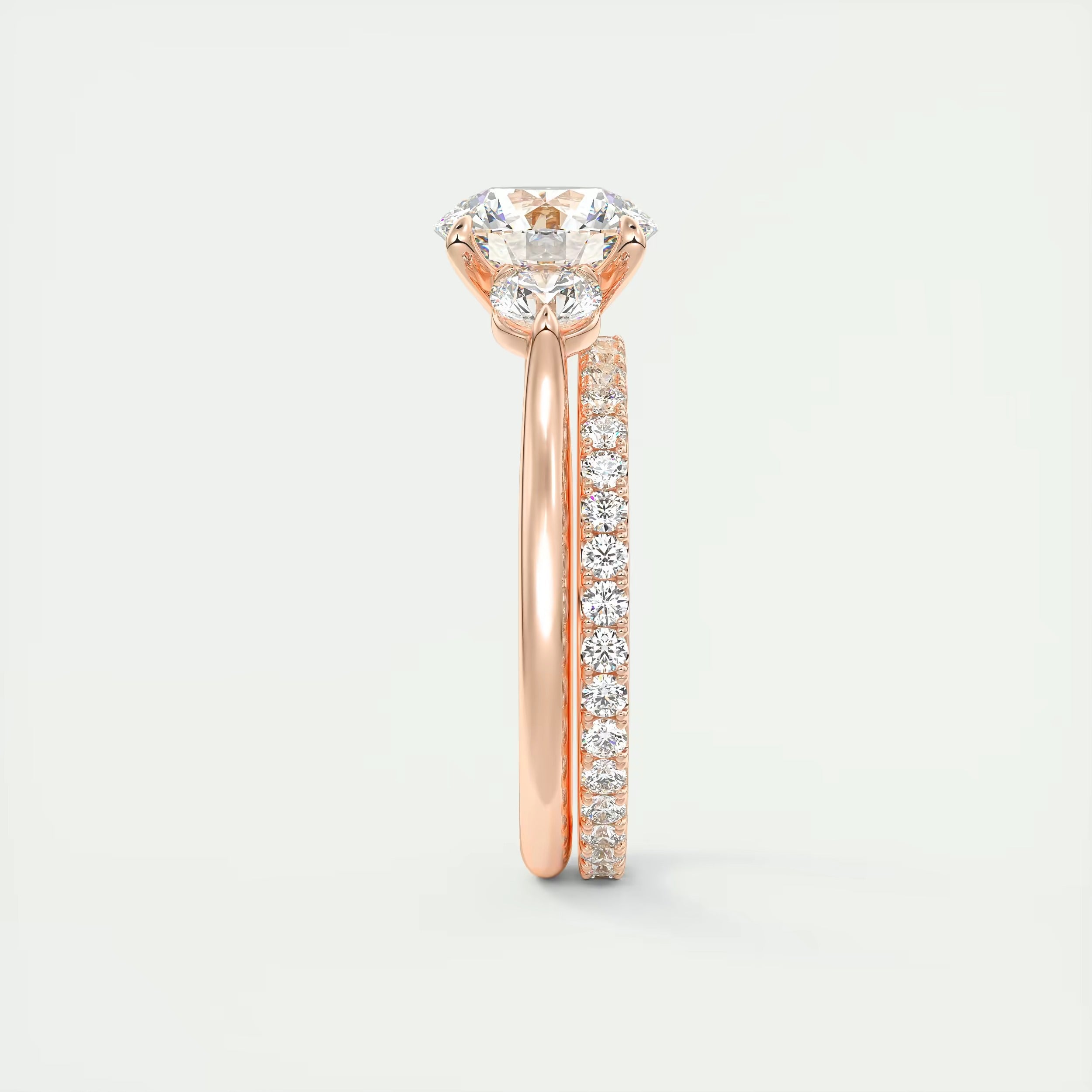 2.50 Ct The Cathedral Center Stone Round & Side Stone Round Engagement Rings