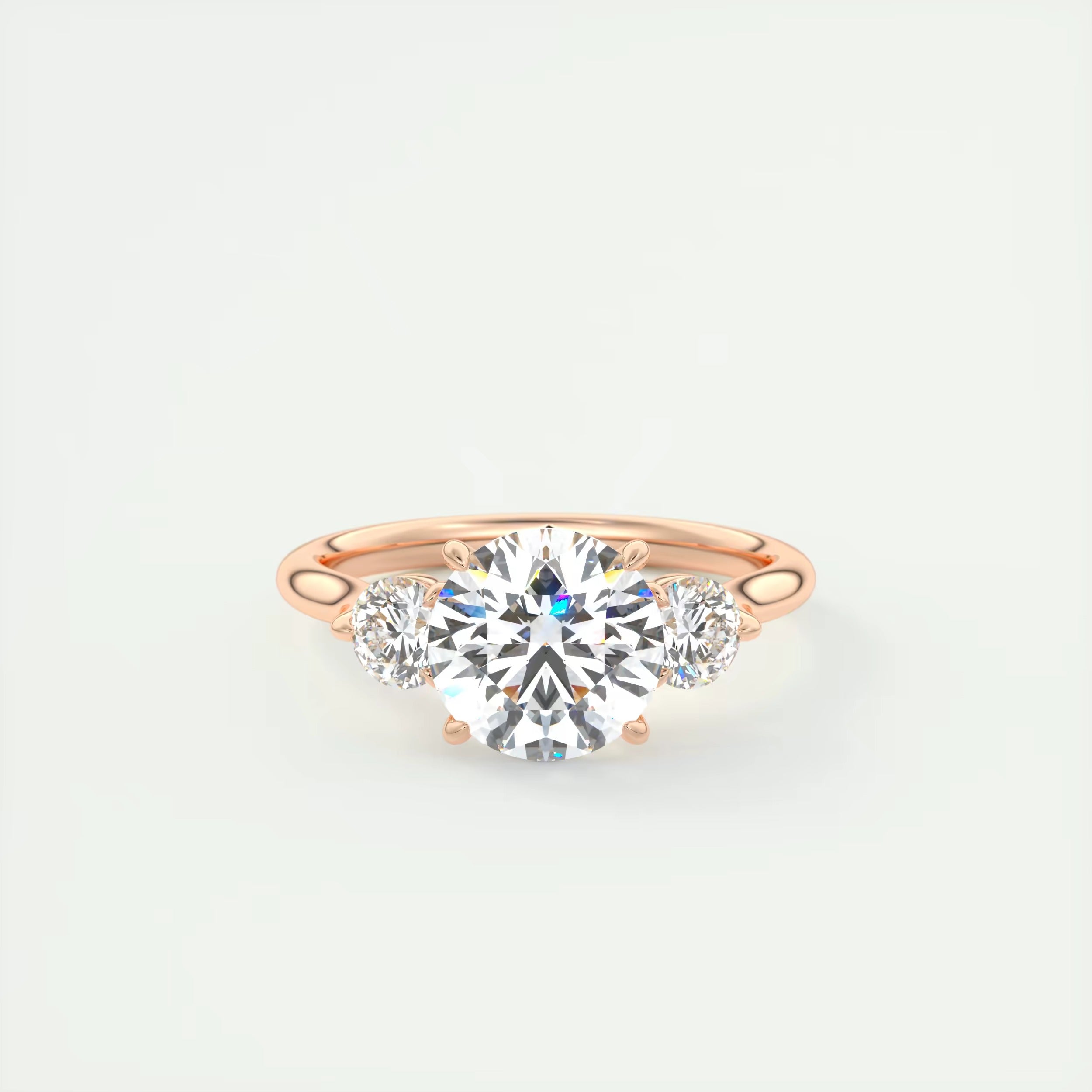 2.50 Ct The Cathedral Center Stone Round & Side Stone Round Engagement Rings