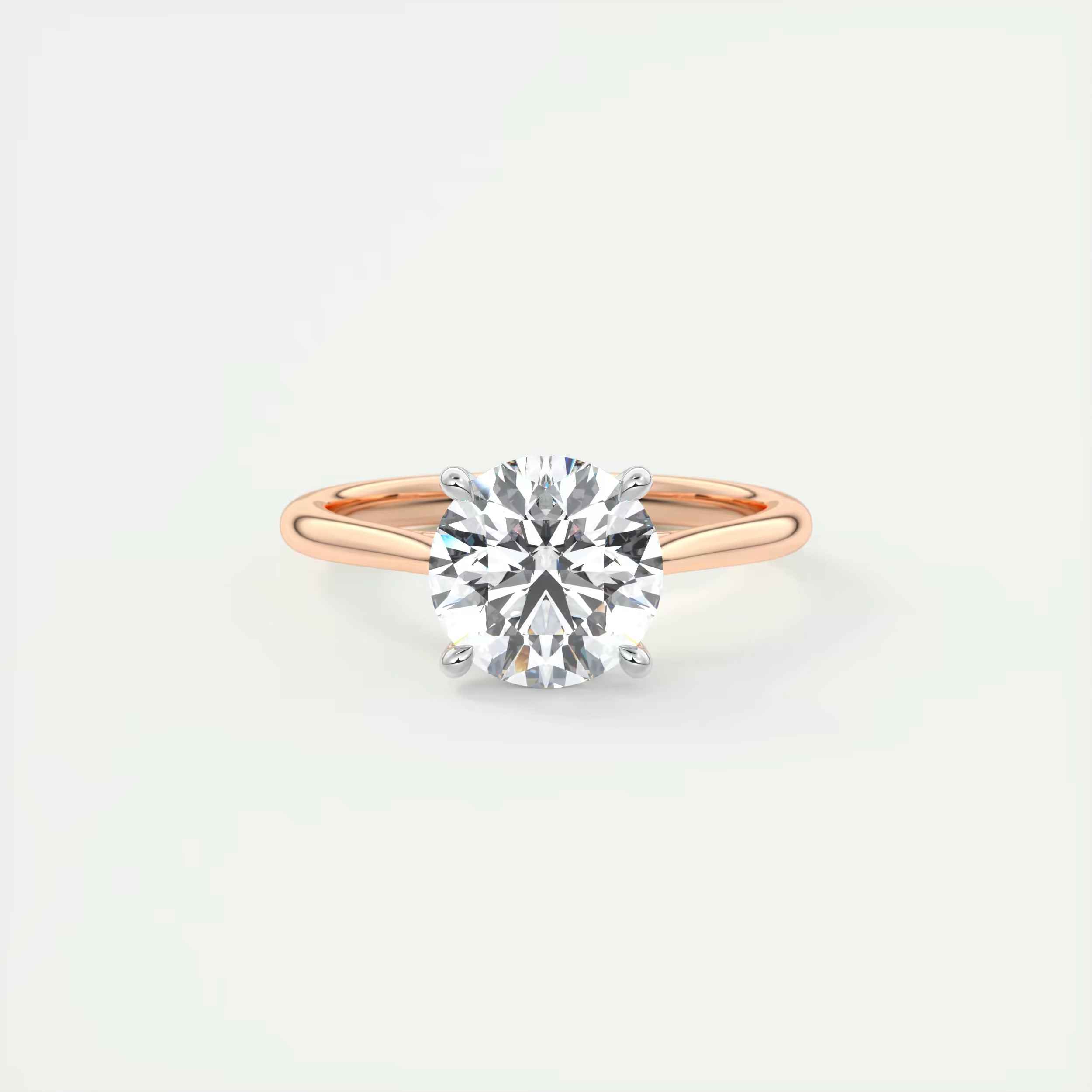 2.00 Ct The Cathedral Two Tone Round Gold Cathedral Solitaire with Prongs Engagement Ring
