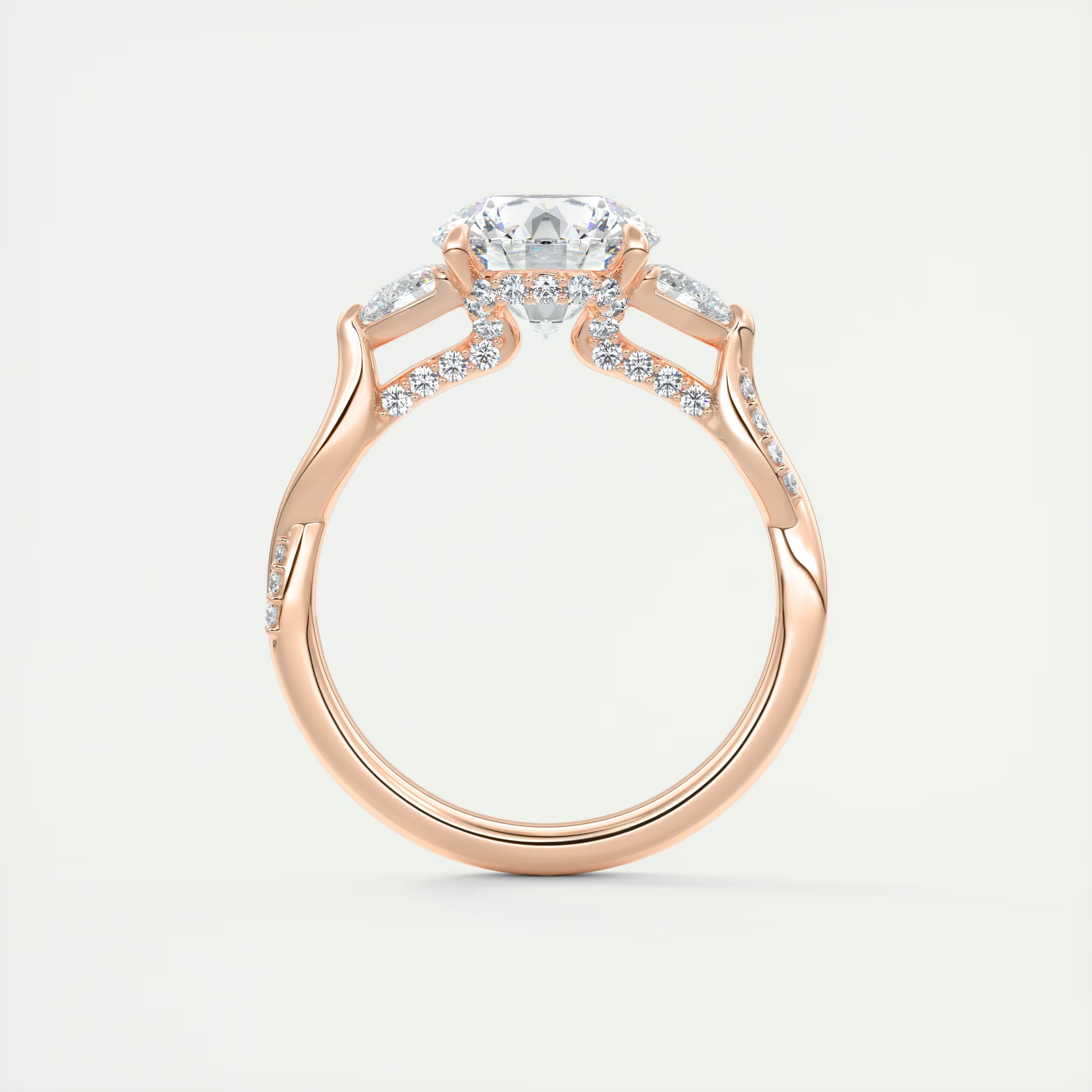 2.75 Ct The Full Bloom Twisted Pave Round Solitaire Engagement Rings