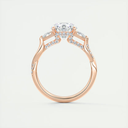 2.75 Ct The Full Bloom Round  - Twisted Pave Round Solitaire Engagement Rings