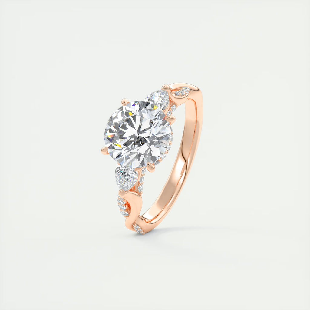 2.75 Ct The Full Bloom Twisted Pave Round Solitaire Engagement Rings