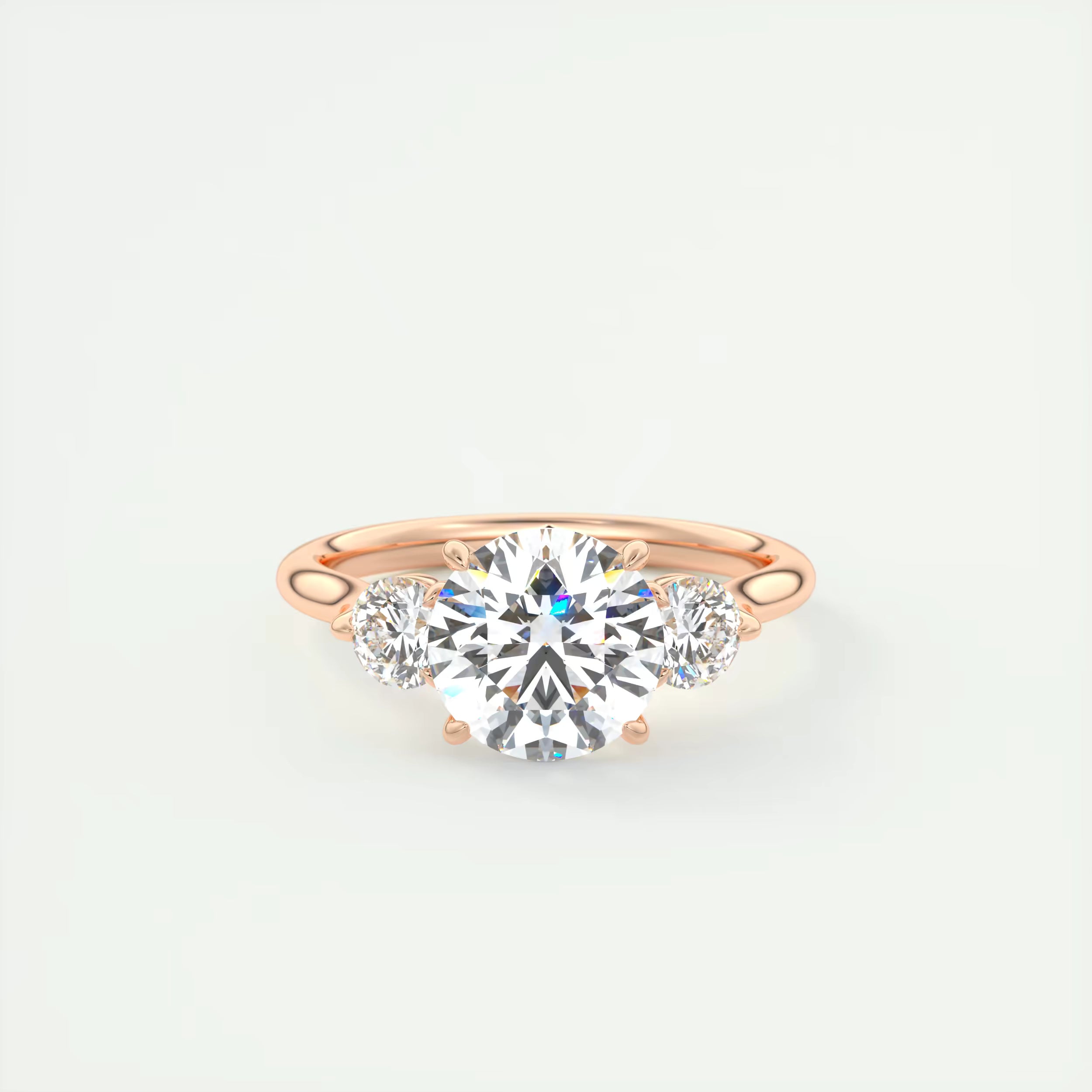 3.00 Ct Round Solitaire Ring Luxe Selene Three Stone Diamond Engagement Rings