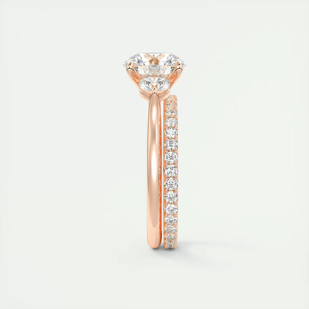 3.00 Ct Round Solitaire Ring Luxe Selene Three Stone Diamond Engagement Rings