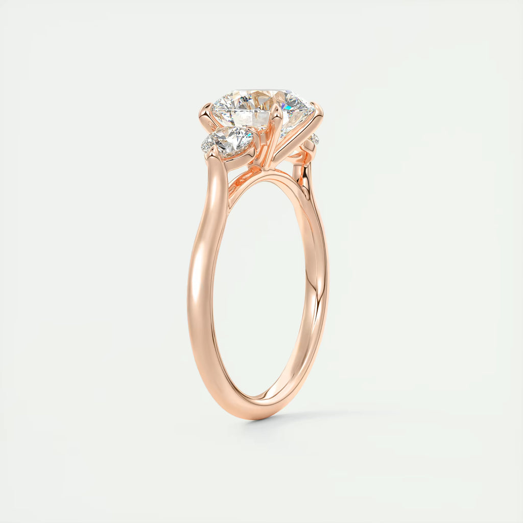 3.00 Ct Round Solitaire Ring Luxe Selene Three Stone Diamond Engagement Rings