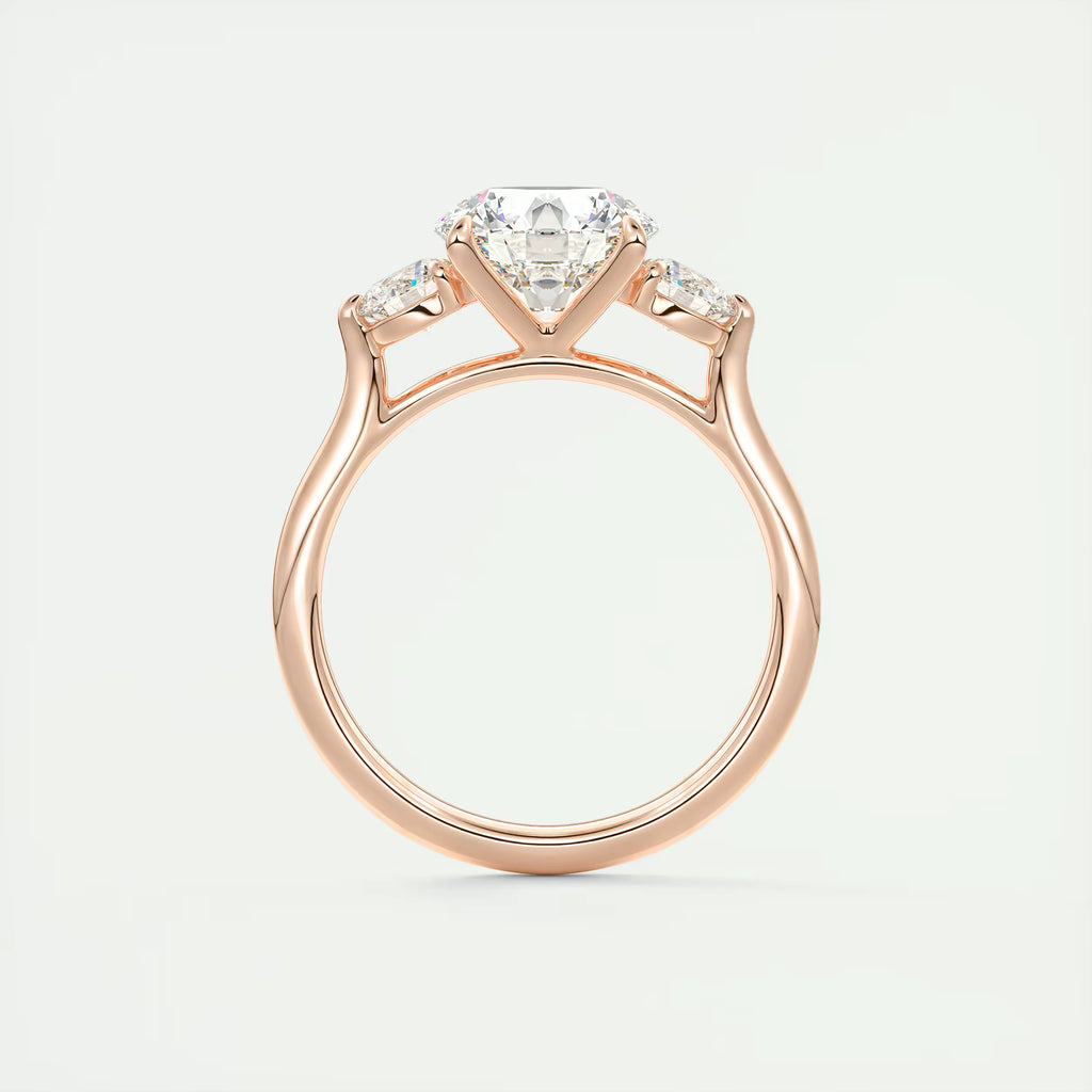 3.00 Ct Round Solitaire Ring Luxe Selene Three Stone Diamond Engagement Rings