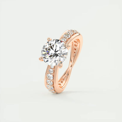 8-9 GM Round Solitaire Split Shank Engagement Ring