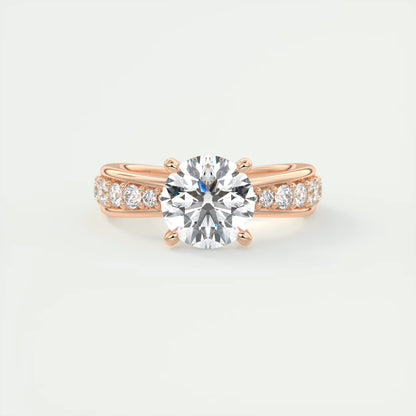 8-9 GM Round Solitaire Split Shank Engagement Ring