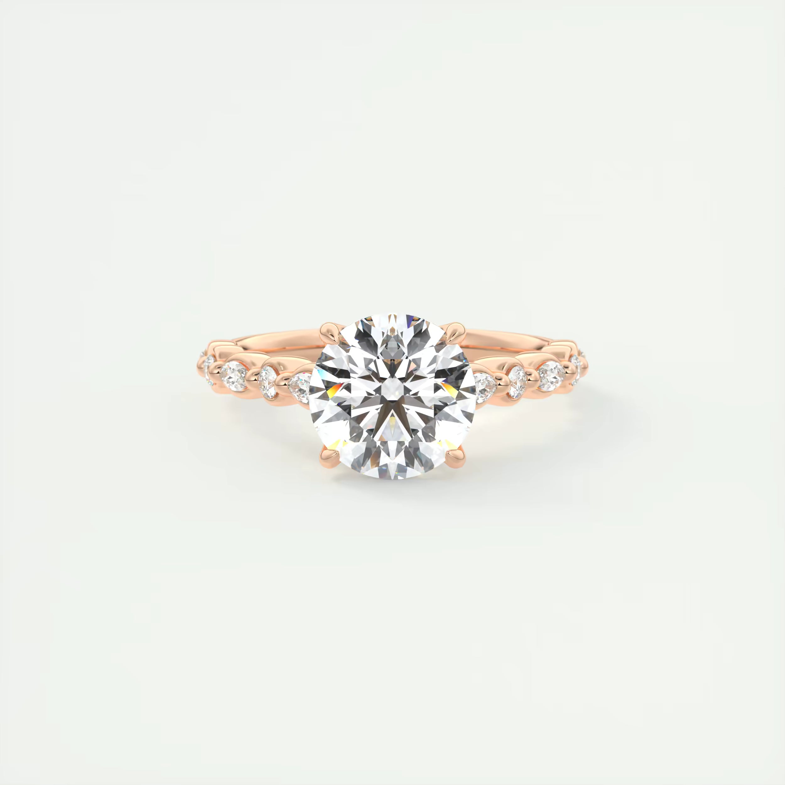 2.00 Ct Center Stone Round Solitaire Half Coverage Engagement Ring